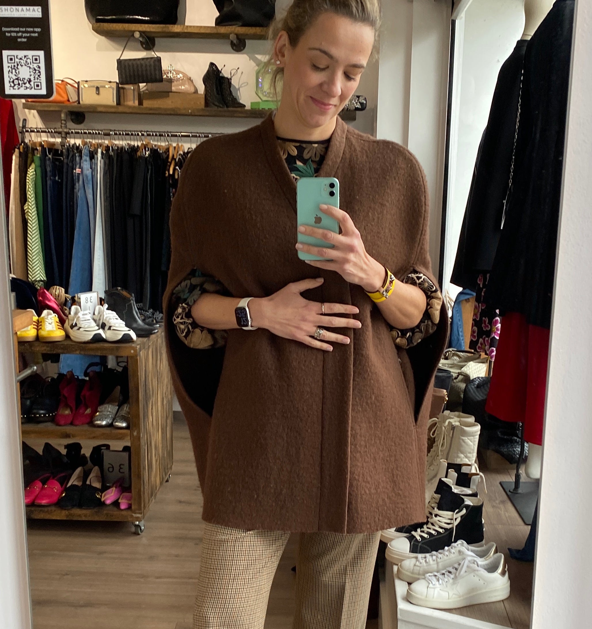 Rick Owens £1400 Brown Boucle Wool Zippered Cape M