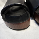 Celine Phoebe Philo Black Padded Leather Flatbed Sandals 40