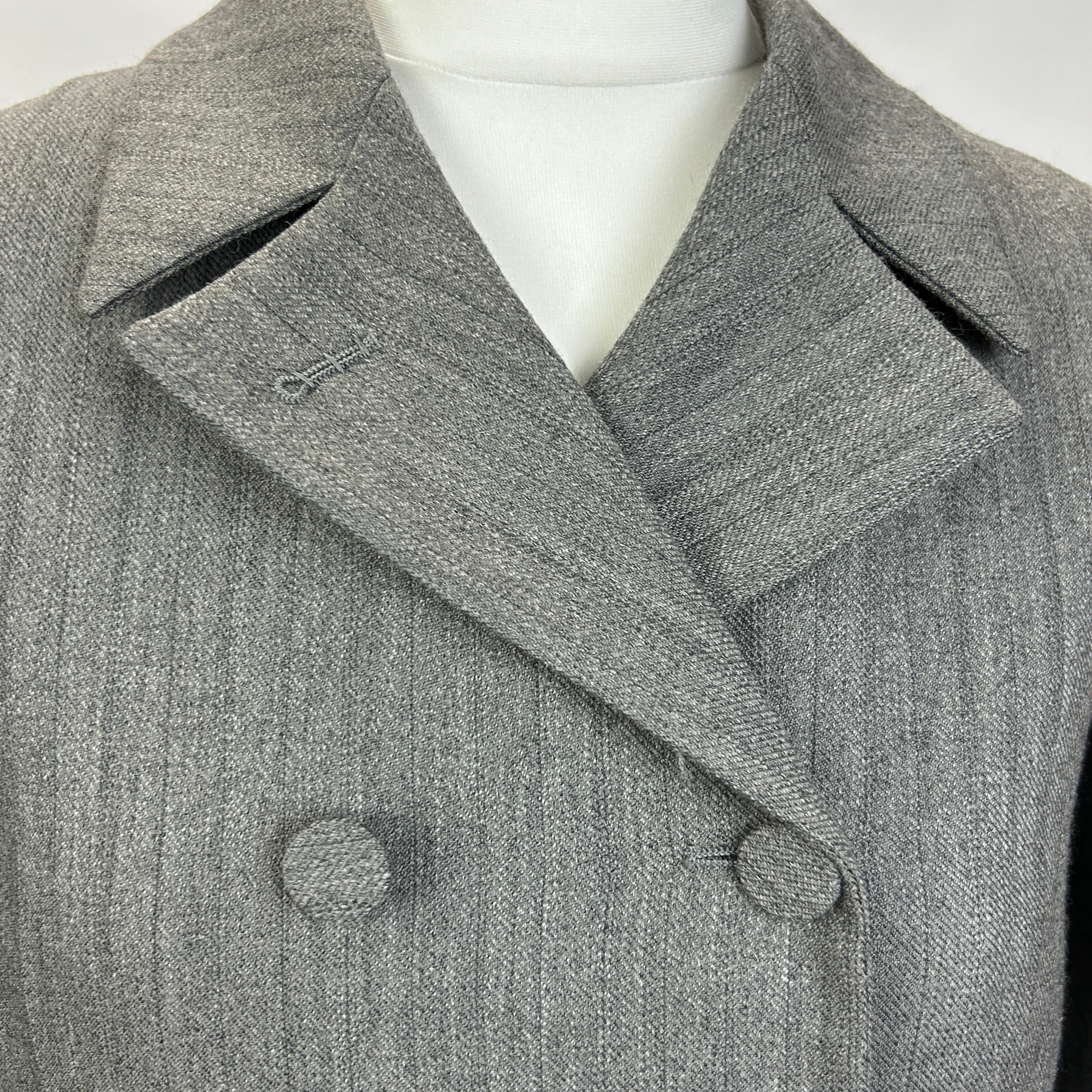 Gucci Grey Pinstripe Wool Double Breasted Coat XXS