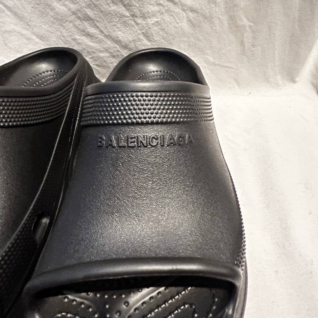 Black balenciaga slides best sale