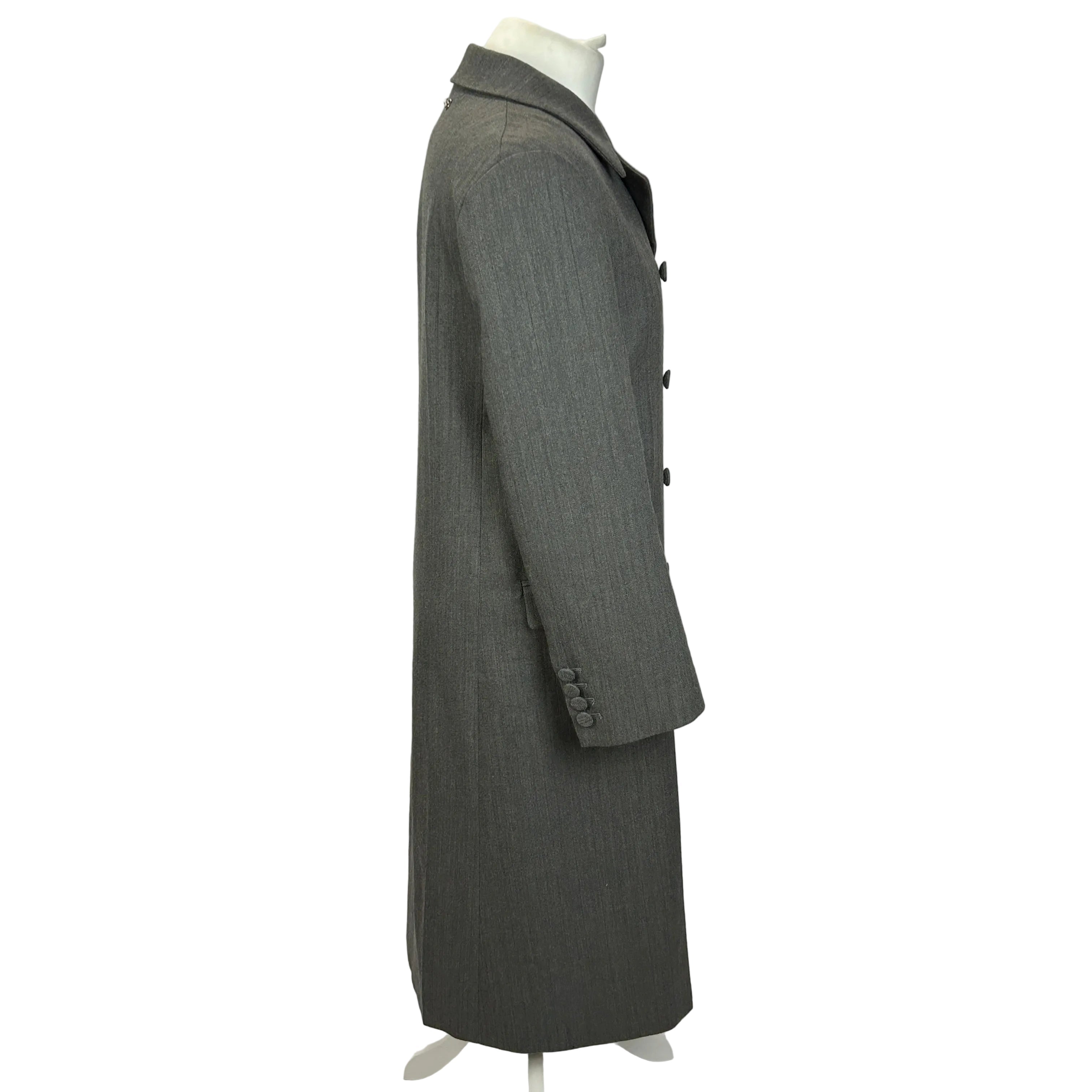 Gucci Grey Pinstripe Wool Double Breasted Coat XXS