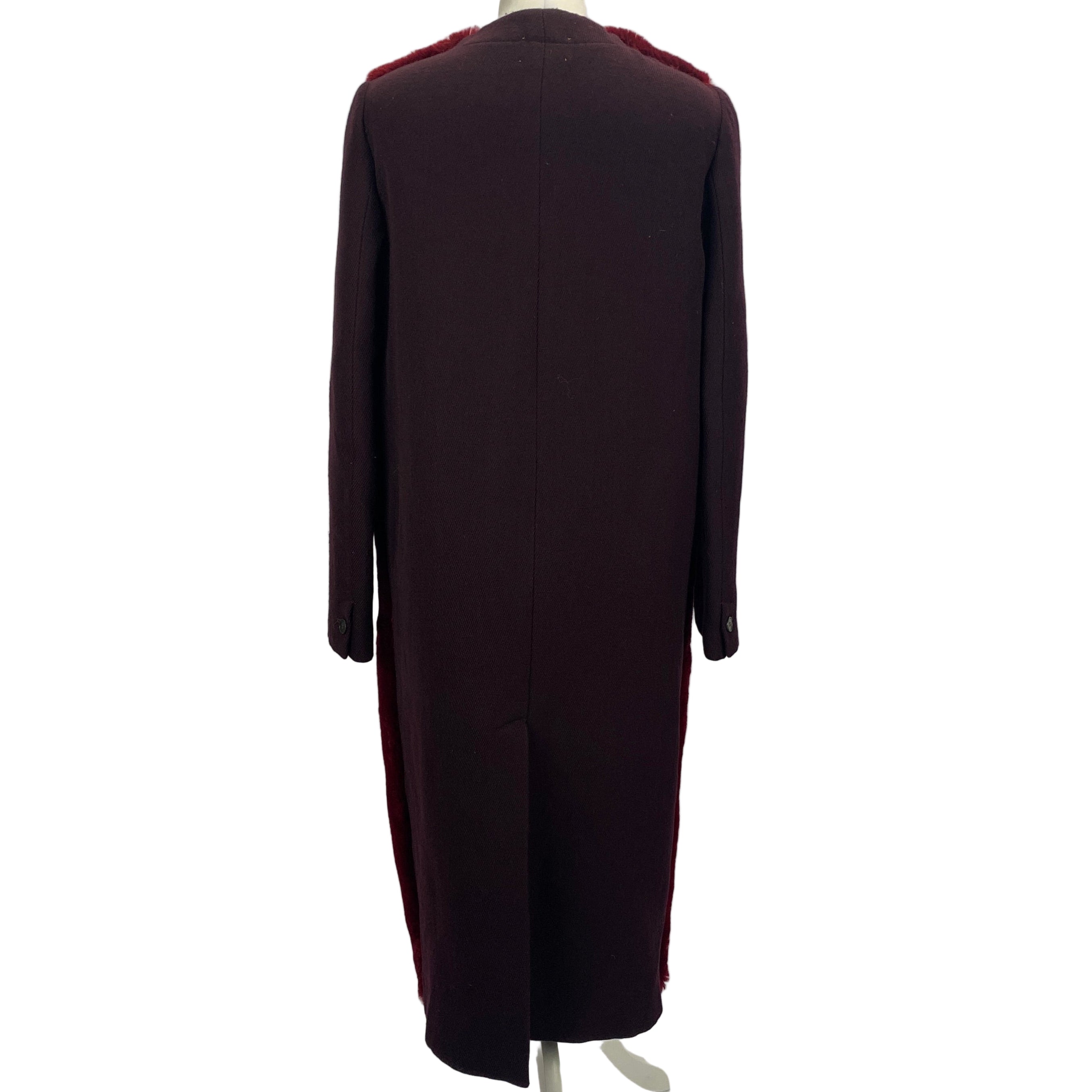 Forte_Forte £1200 Plum & Claret Faux Fur Coat S
