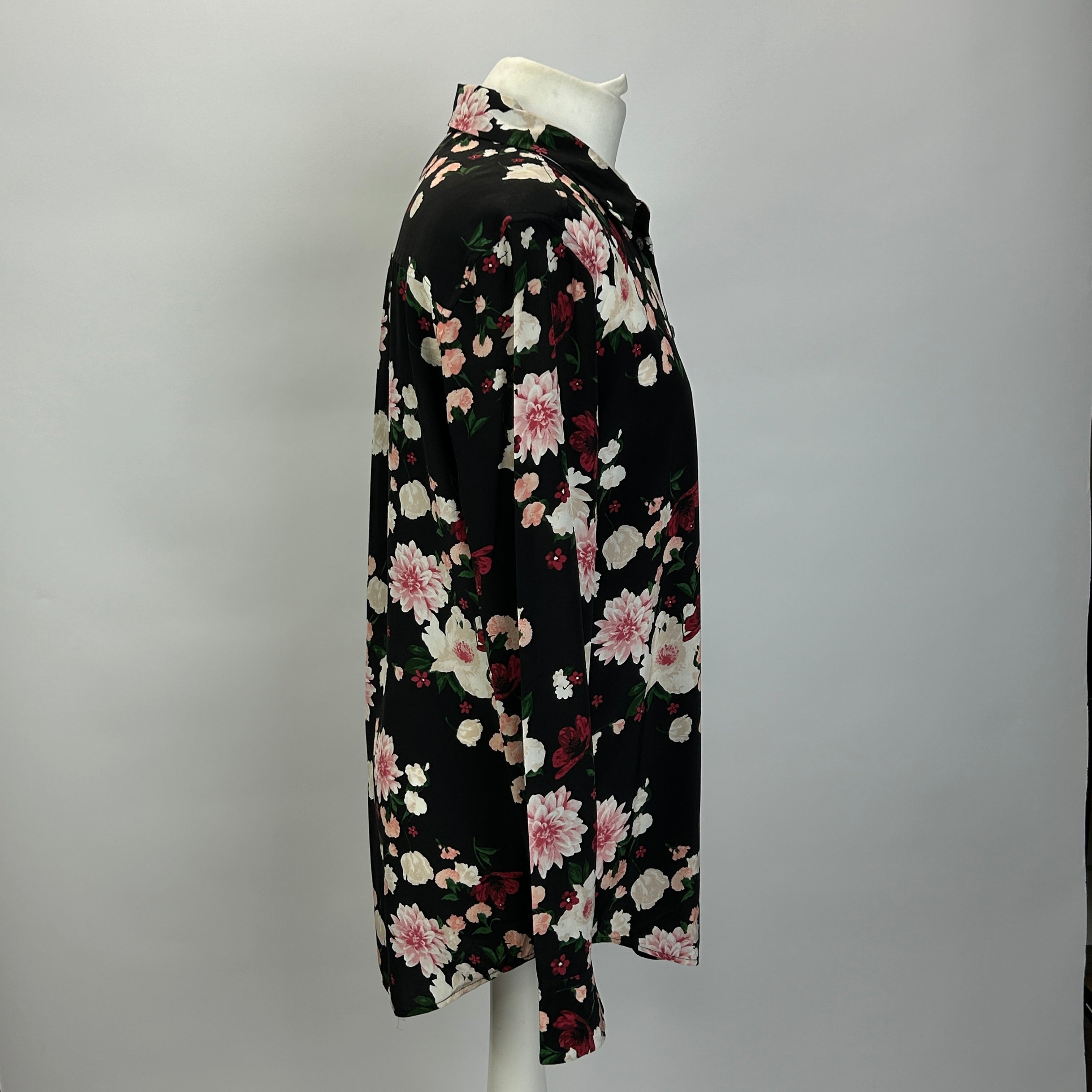 Equipment Black Floral Silk Shirt M