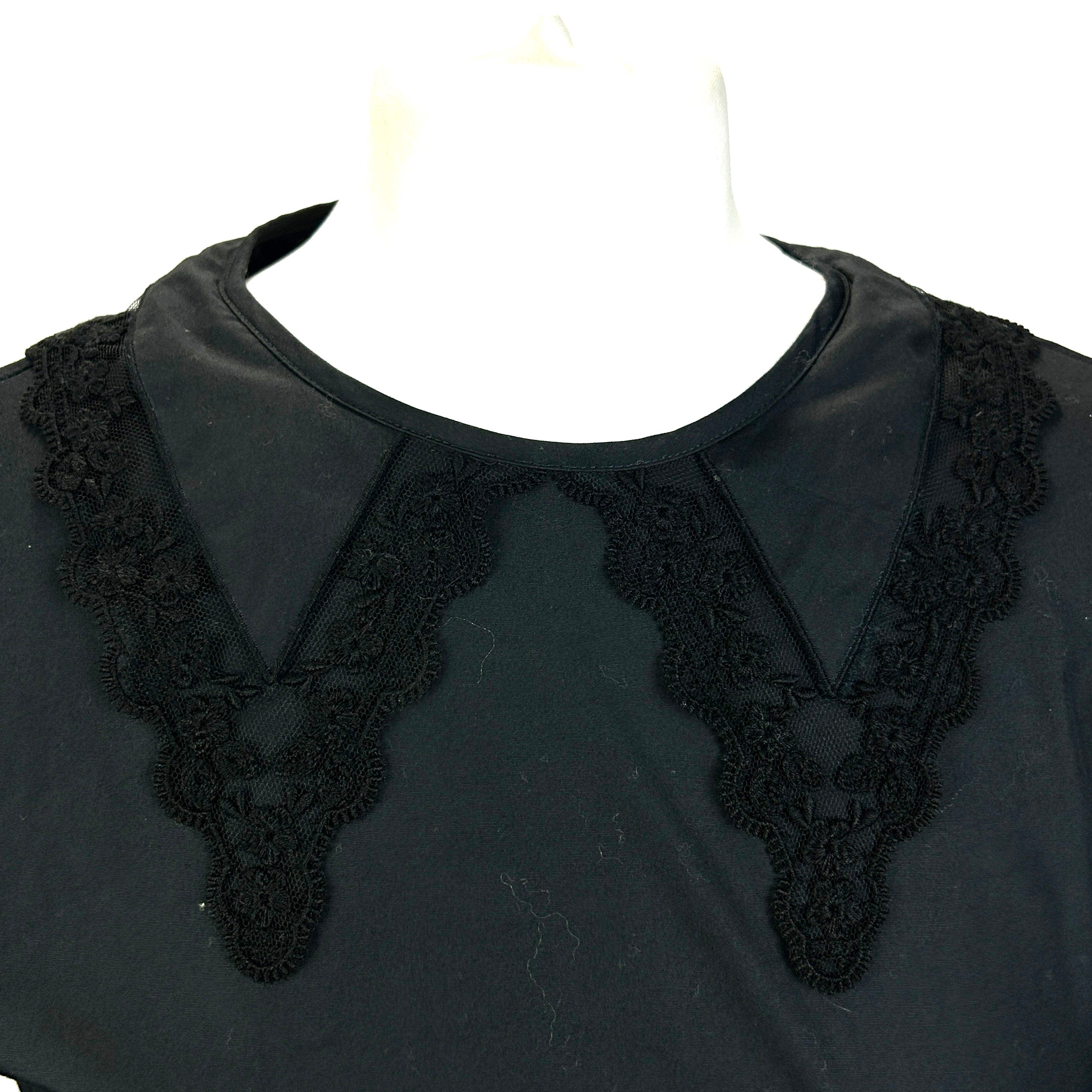 Cecilie Bahnsen New £850 Black Poplin Cotton Pilgrim Dress XXS