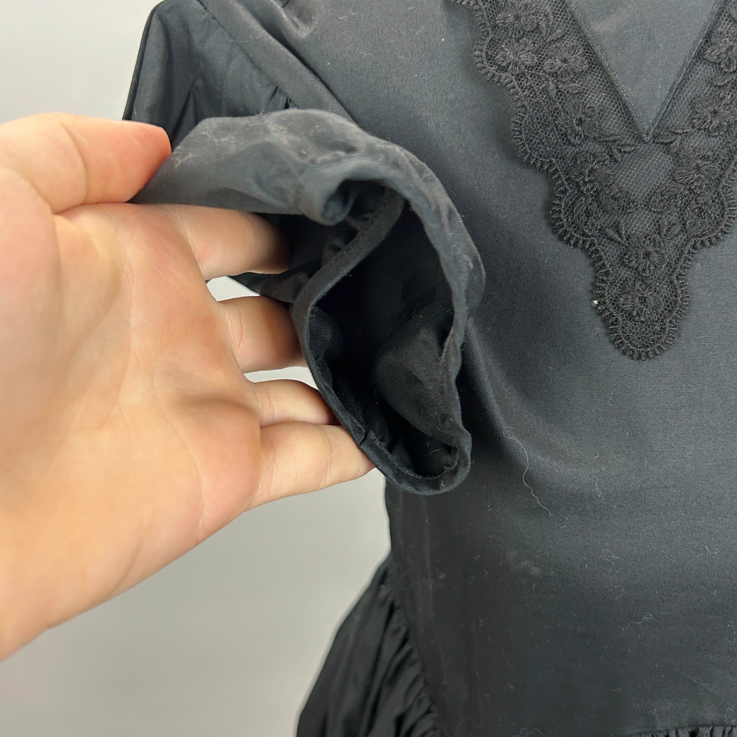 Cecilie Bahnsen New £850 Black Poplin Cotton Pilgrim Dress XXS