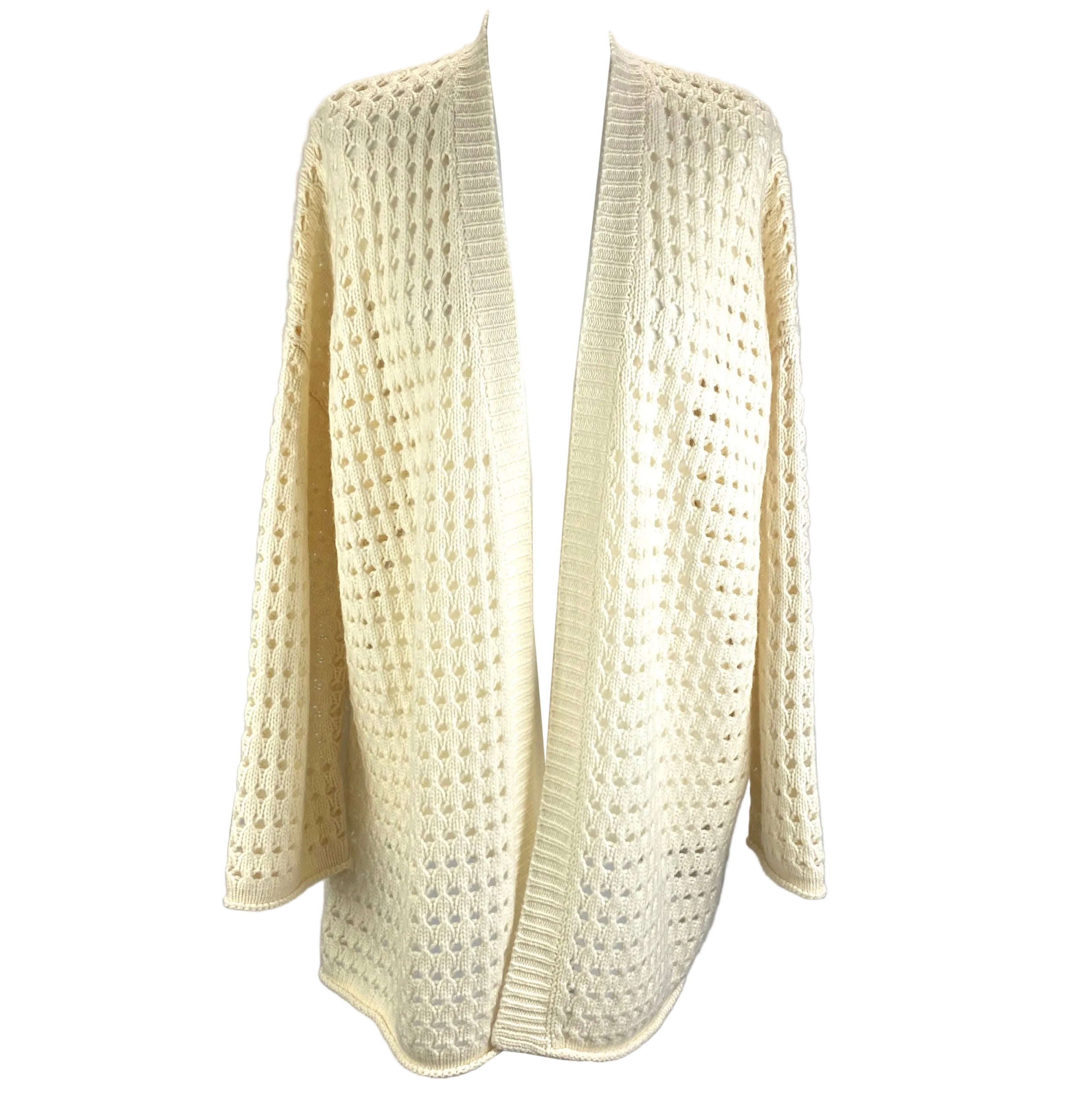 Allude New £355 Cream Cashmere Mix Longline Cardigan M