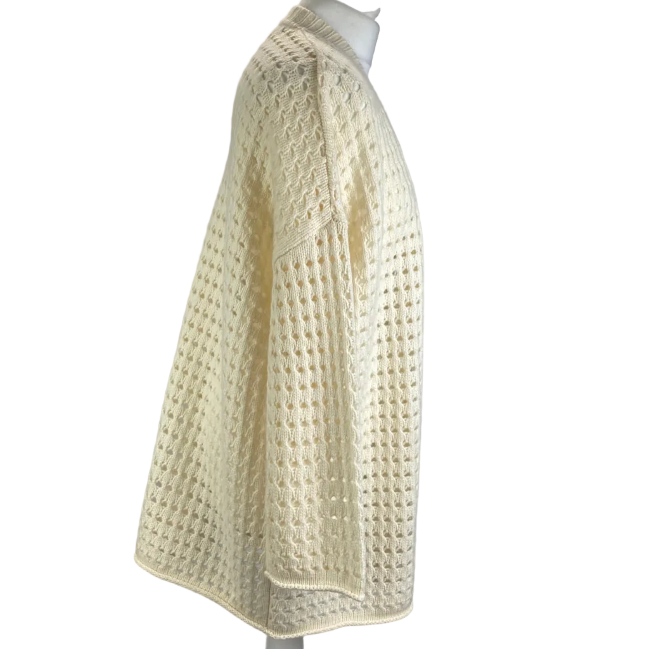Allude New £355 Cream Cashmere Mix Longline Cardigan M