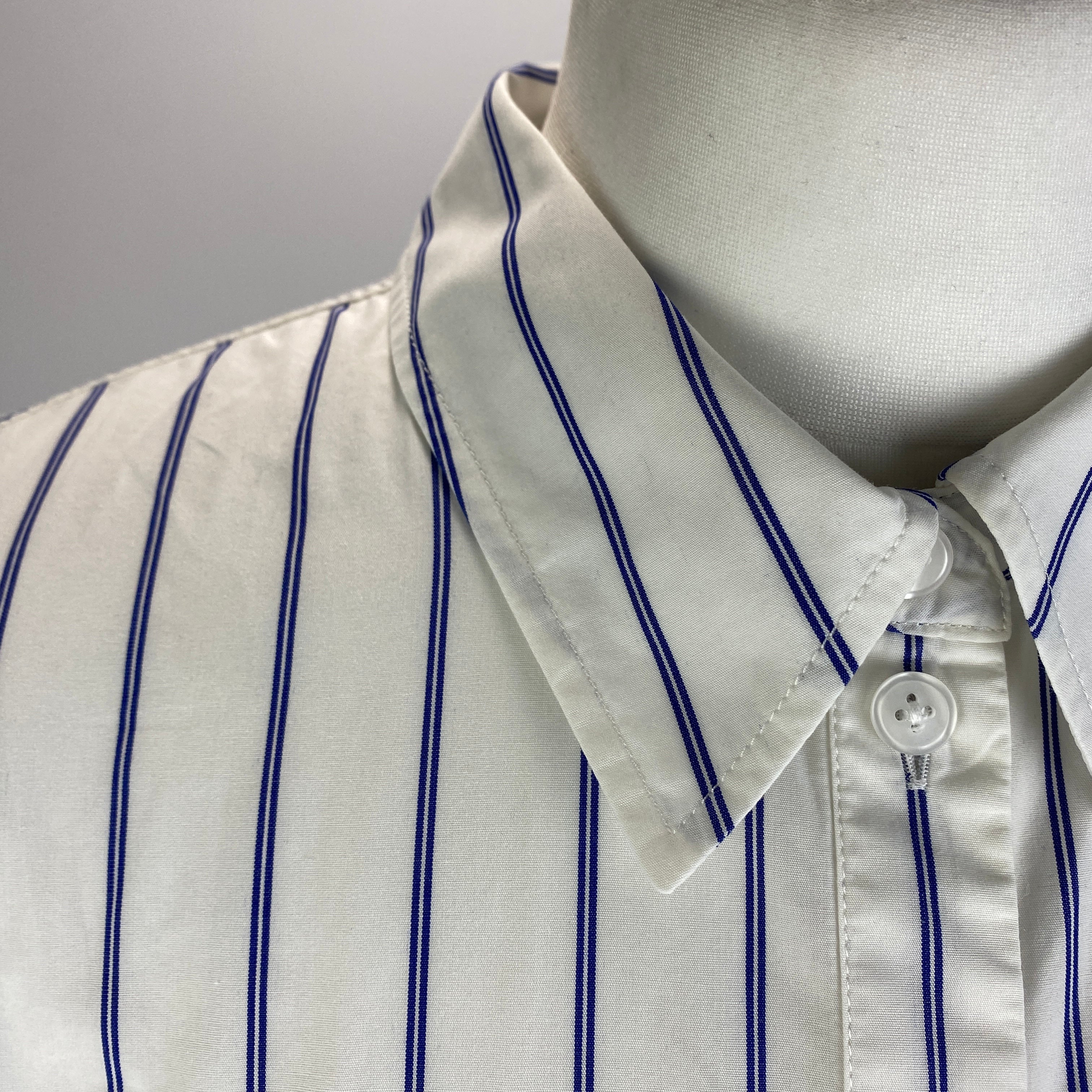 Me&Em New White & Blue Stripe Poplin Shirt XXL