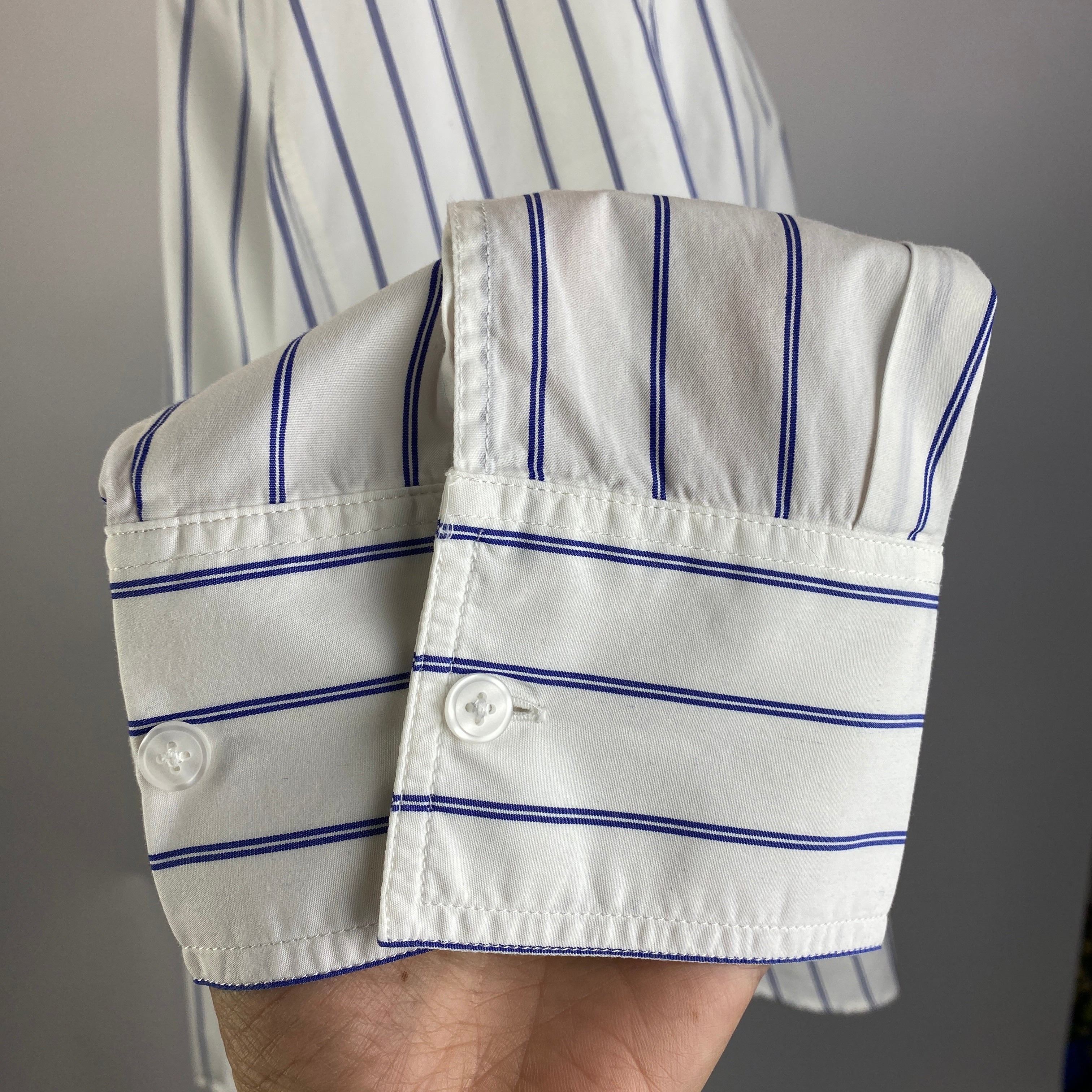 Me&Em New White & Blue Stripe Poplin Shirt XXL