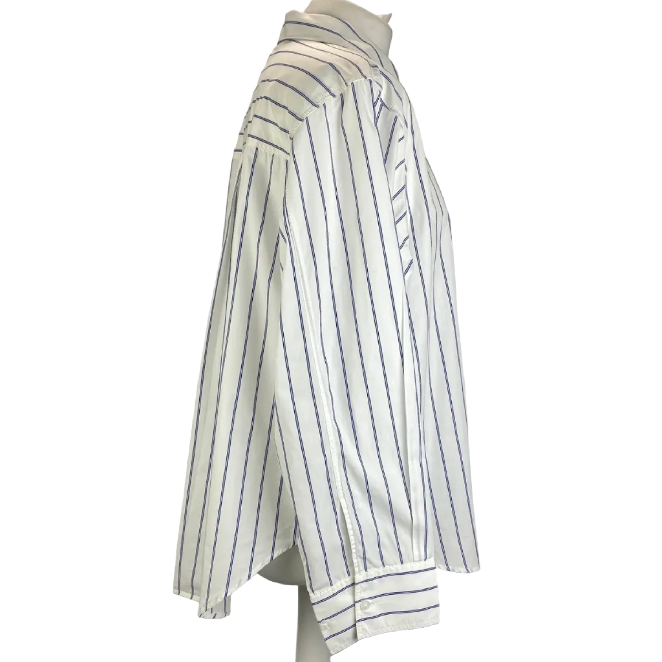 Me&Em New White & Blue Stripe Poplin Shirt XXL