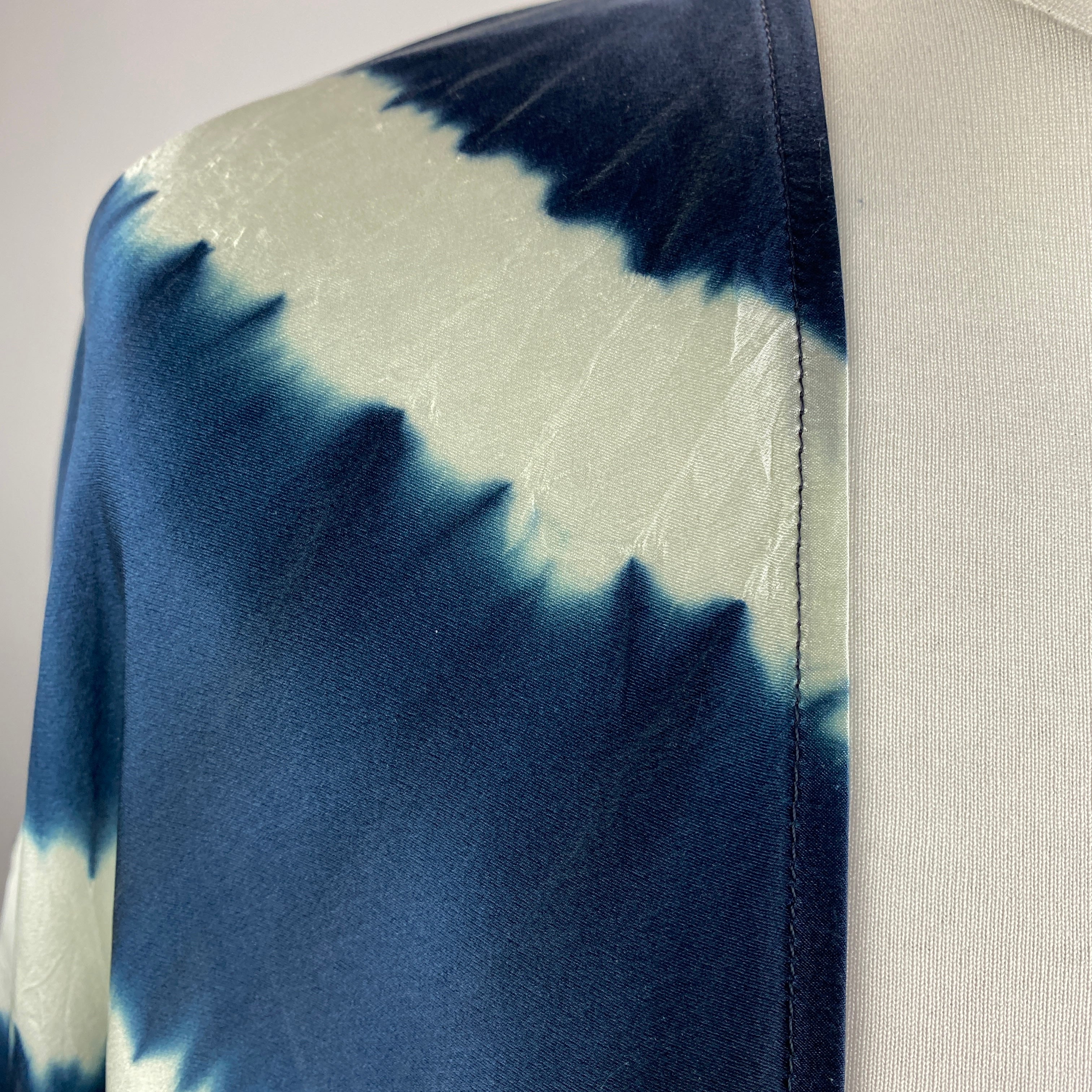 Eskander New £700 Shibori Navy White Tie Dye Silk Jacket S/M/L/XL