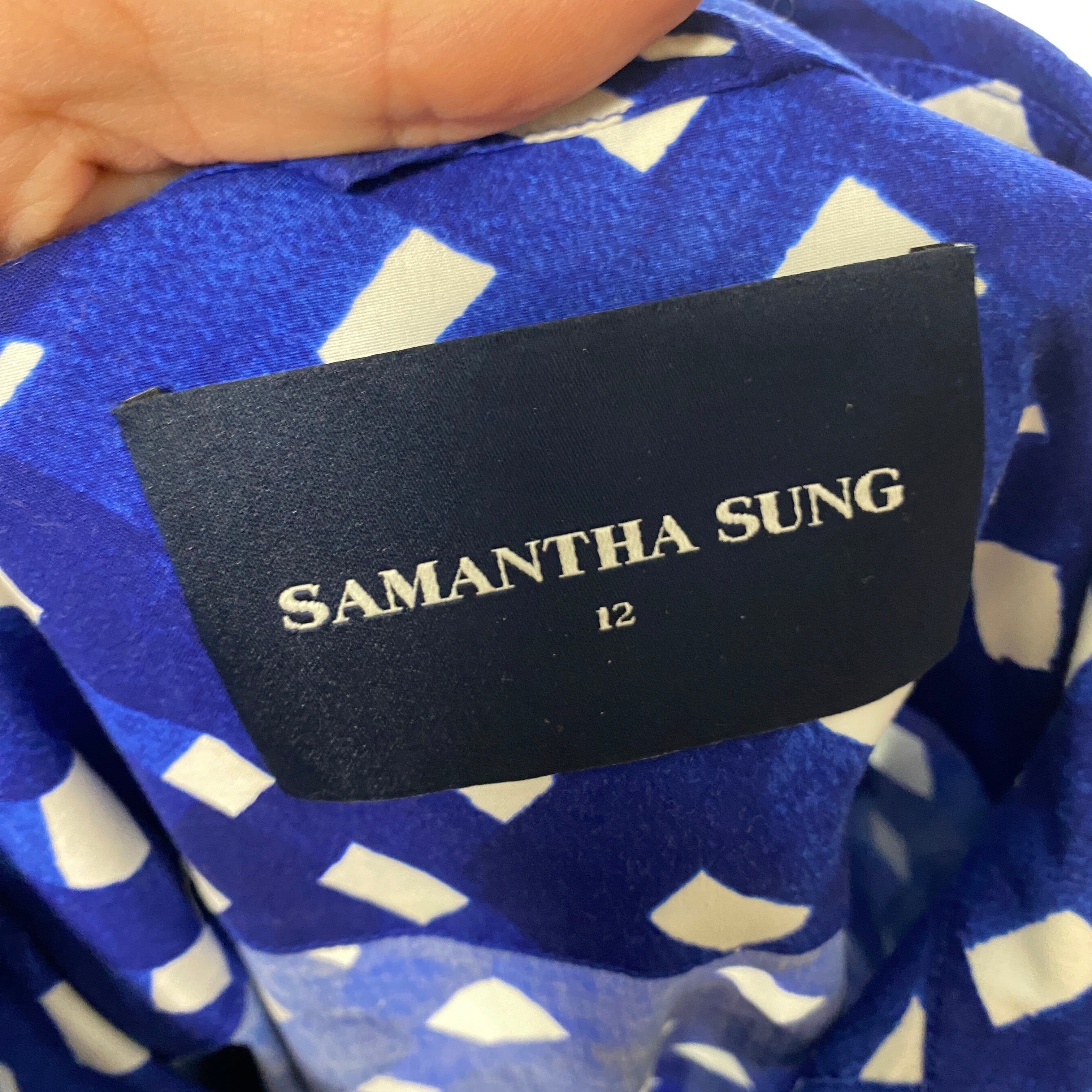 Samantha Sung £811 Blue Check Terry Shirt Dress XL