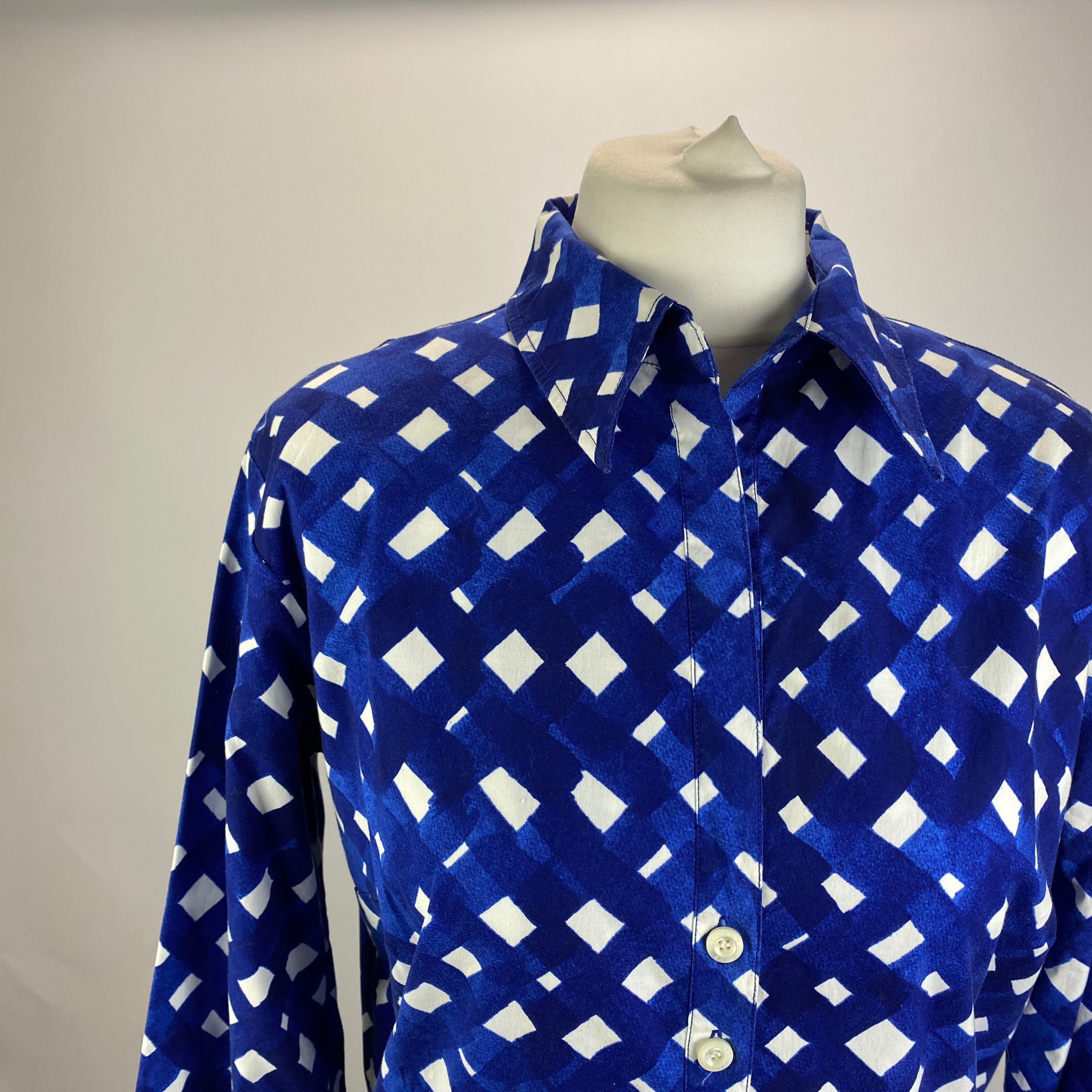 Samantha Sung £811 Blue Check Terry Shirt Dress XL
