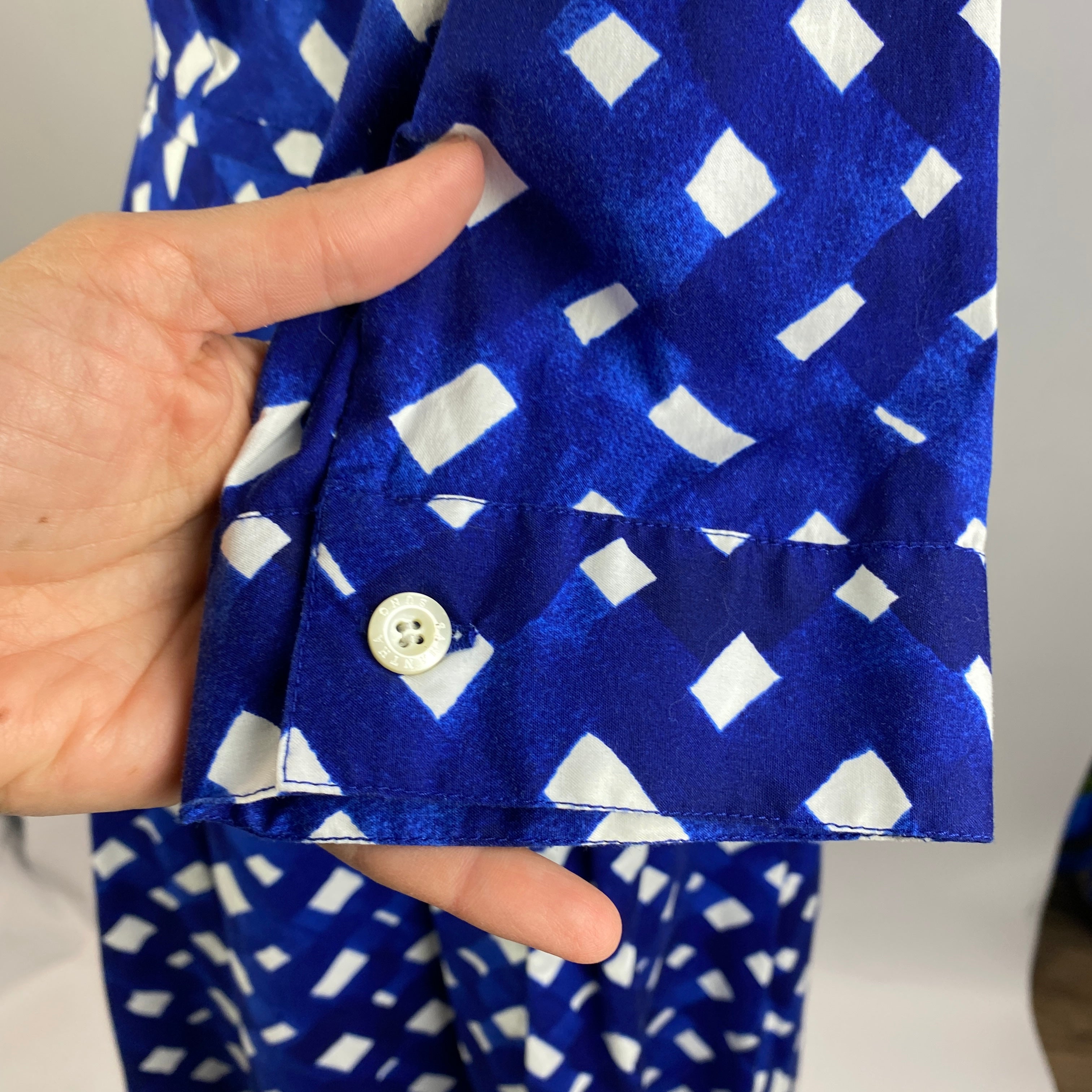 Samantha Sung £811 Blue Check Terry Shirt Dress XL