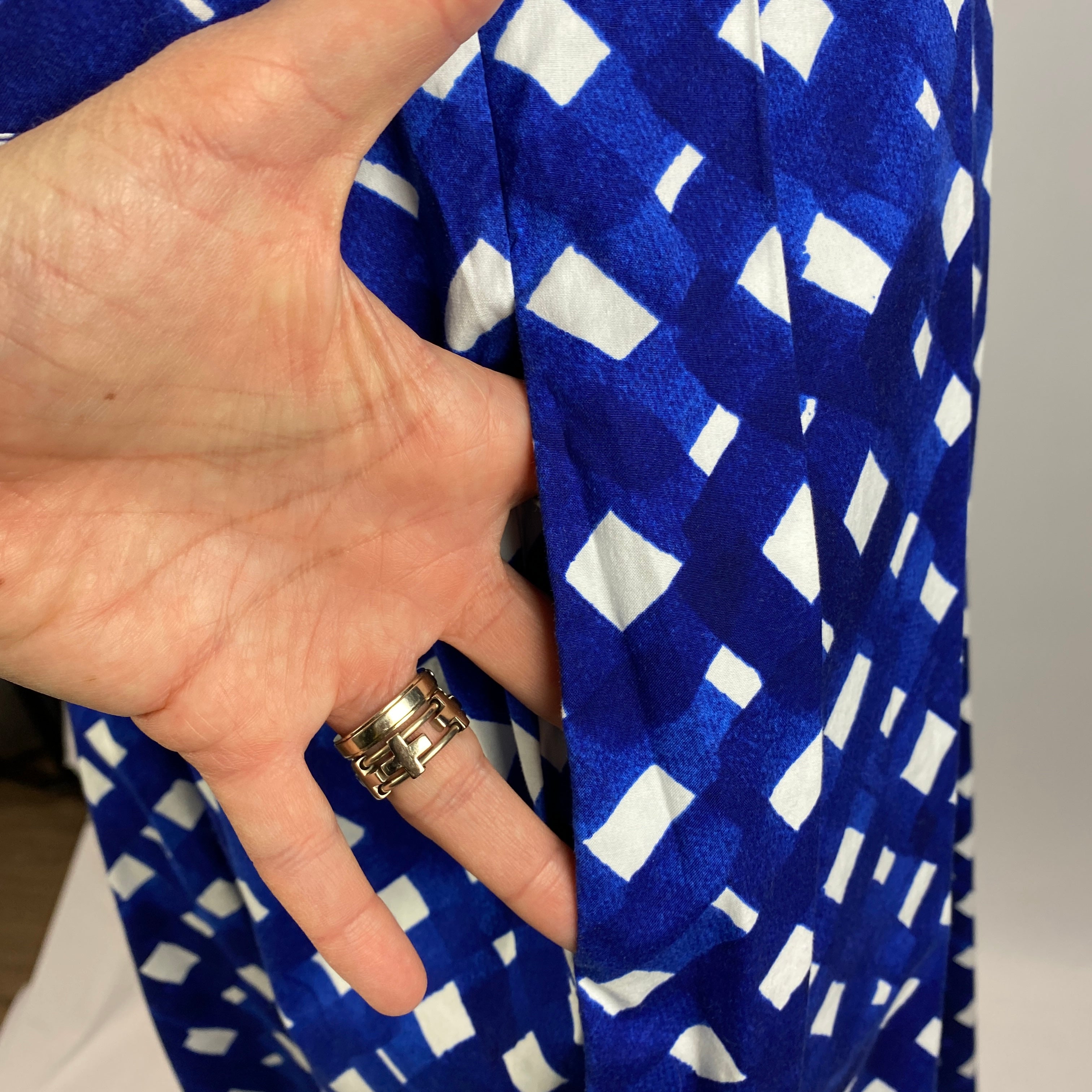 Samantha Sung £811 Blue Check Terry Shirt Dress XL