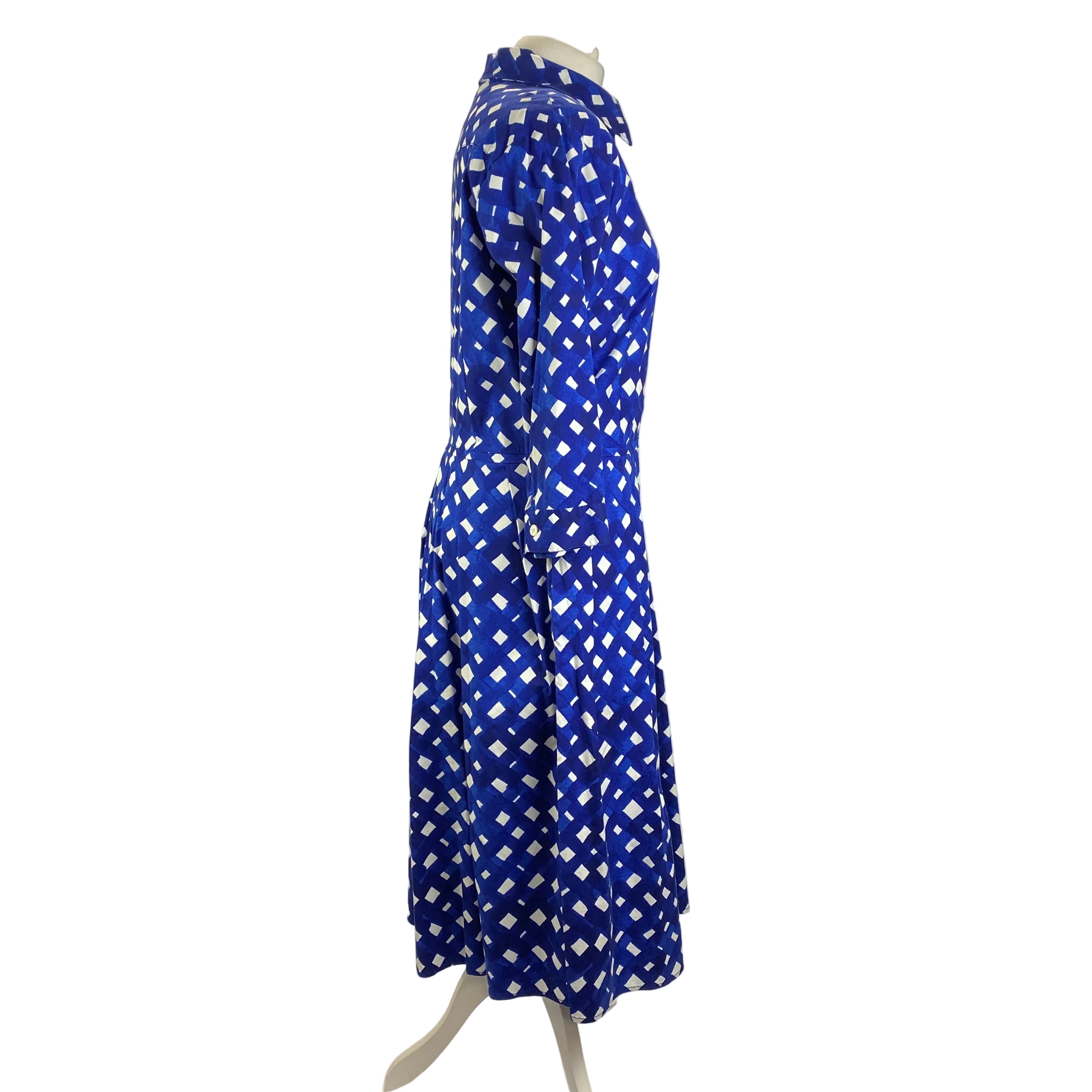 Samantha Sung £811 Blue Check Terry Dress Shirt XL