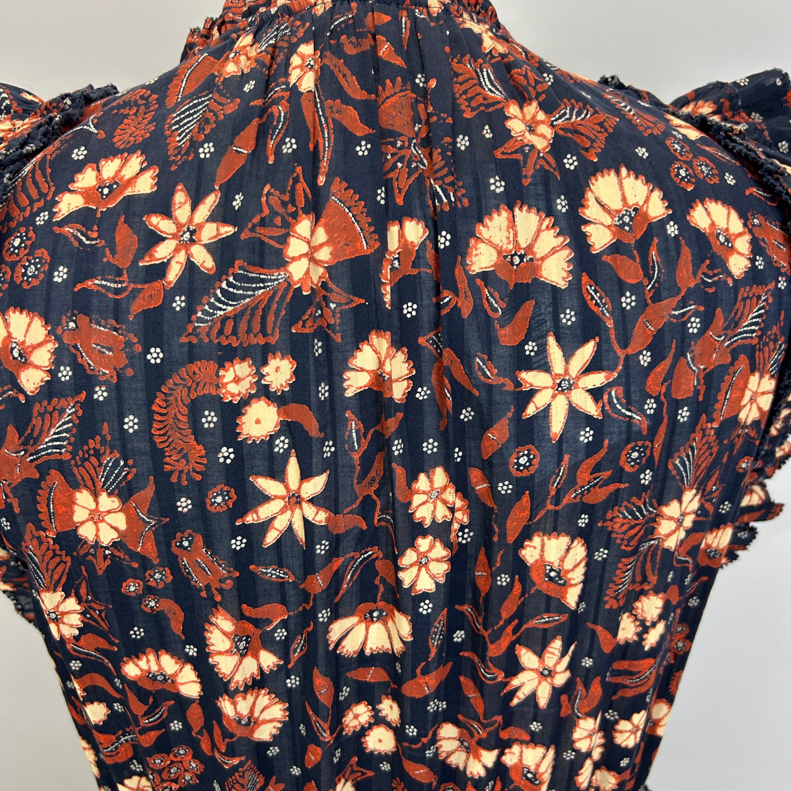 Ulla Johnson New Navy & Terracotta Batik Cotton Dress XS