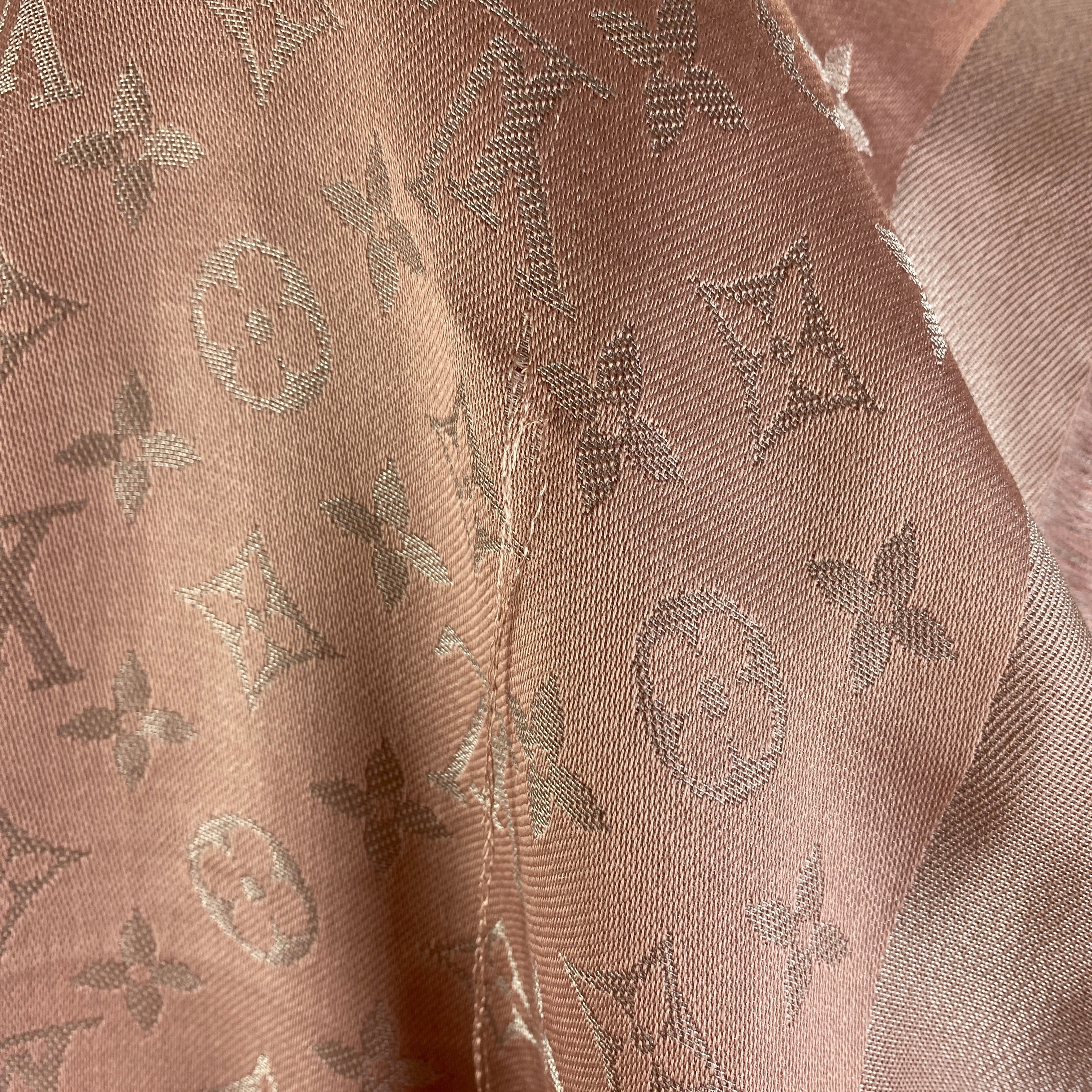 Louis Vuitton £475 Metallic Baby Pink Monogram Shawl