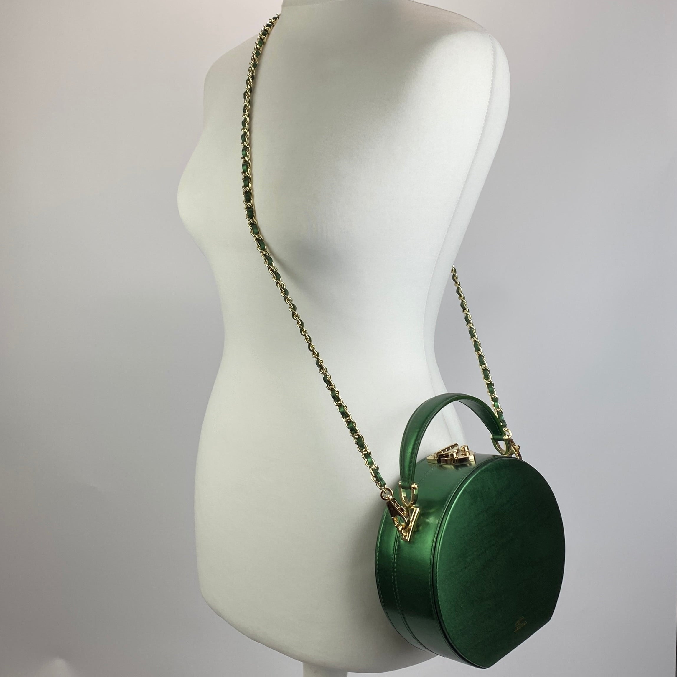 Aspinal of London x Giles New £650 Evergreen Hat Box Bag