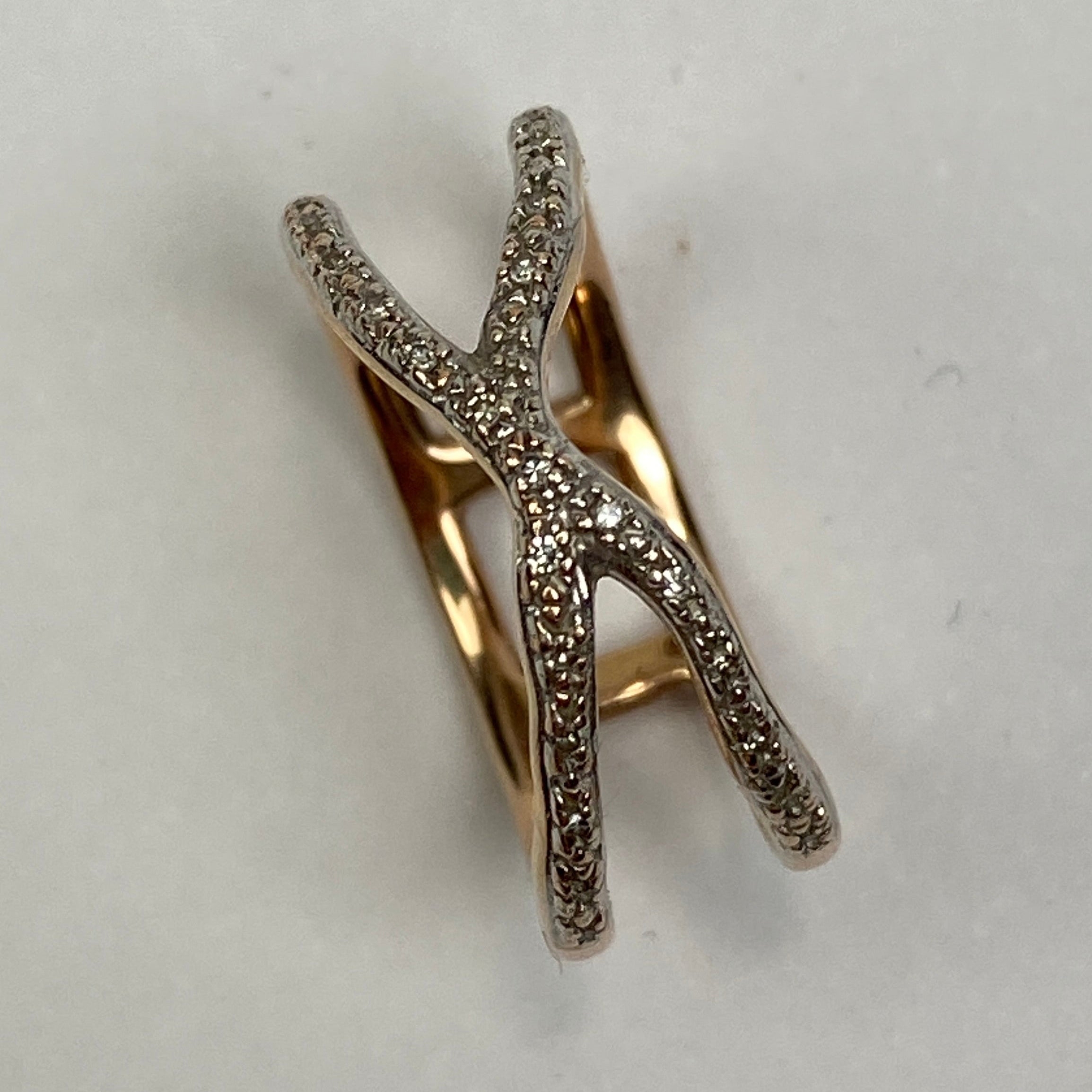 Monica Vinader £299 Rose Gold Vermeil Riva Wave Cross Ring