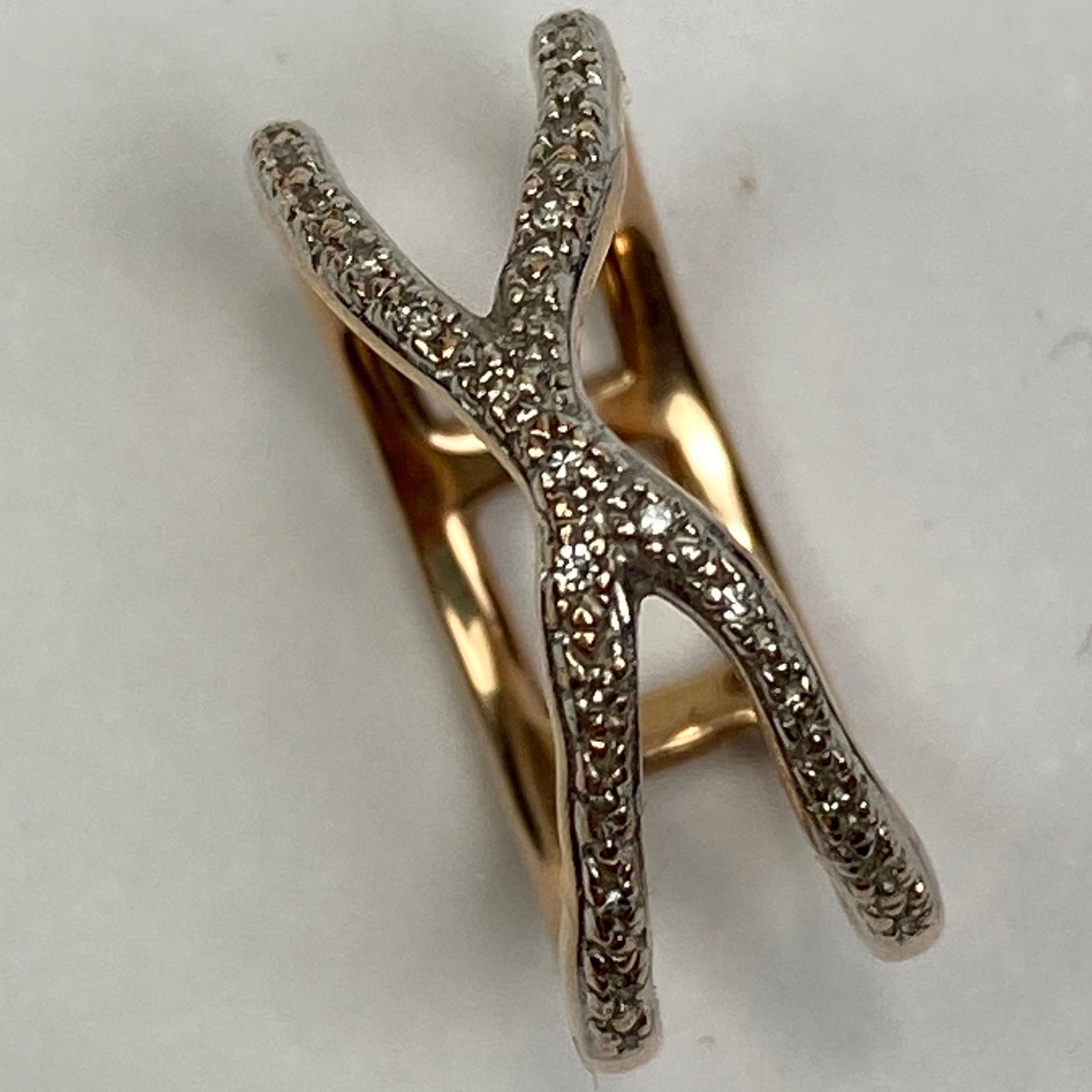 Monica Vinader £299 Rose Gold Riva Wave Cross Ring