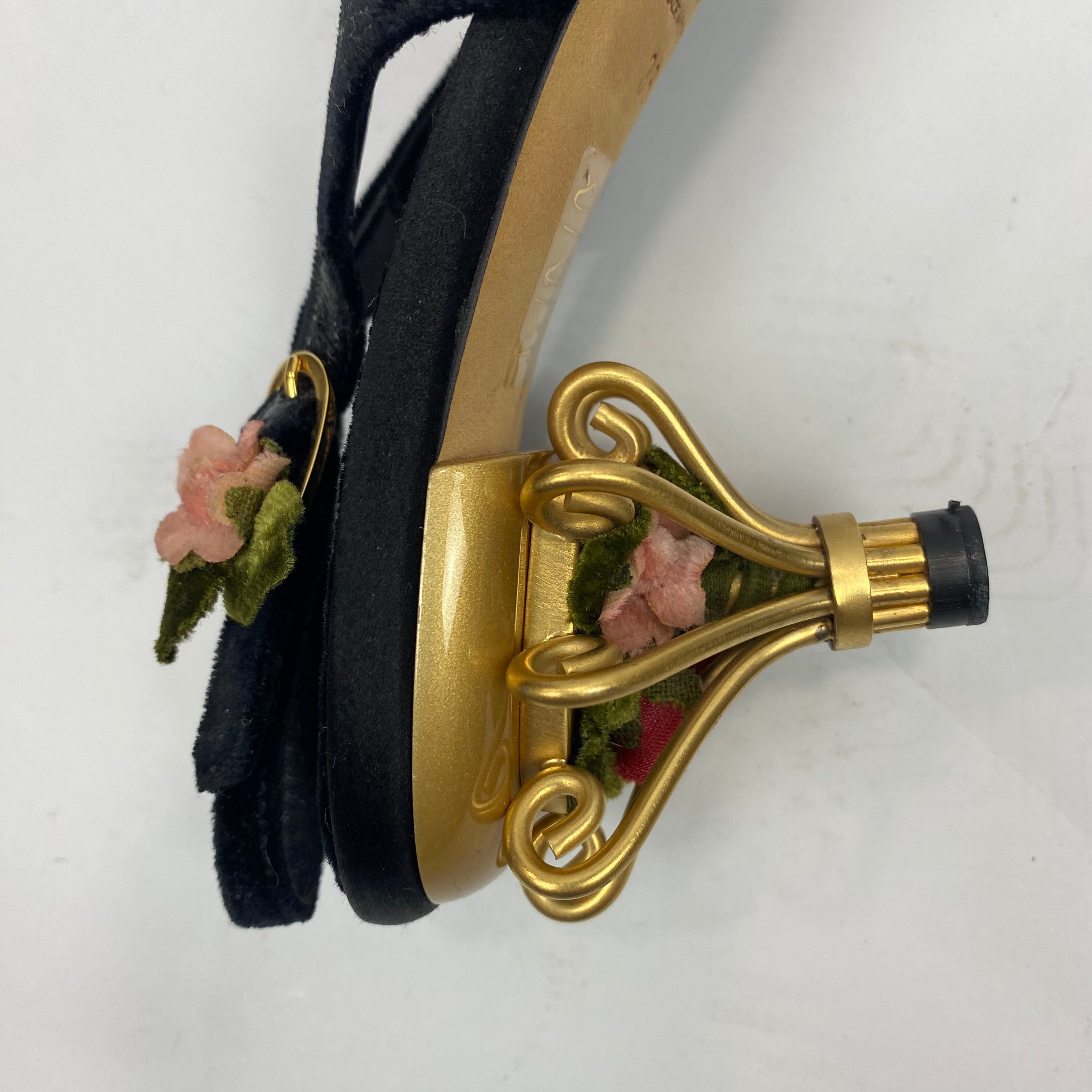 Dolce & Gabbana Black Velvet Cage Kitten Heels 38