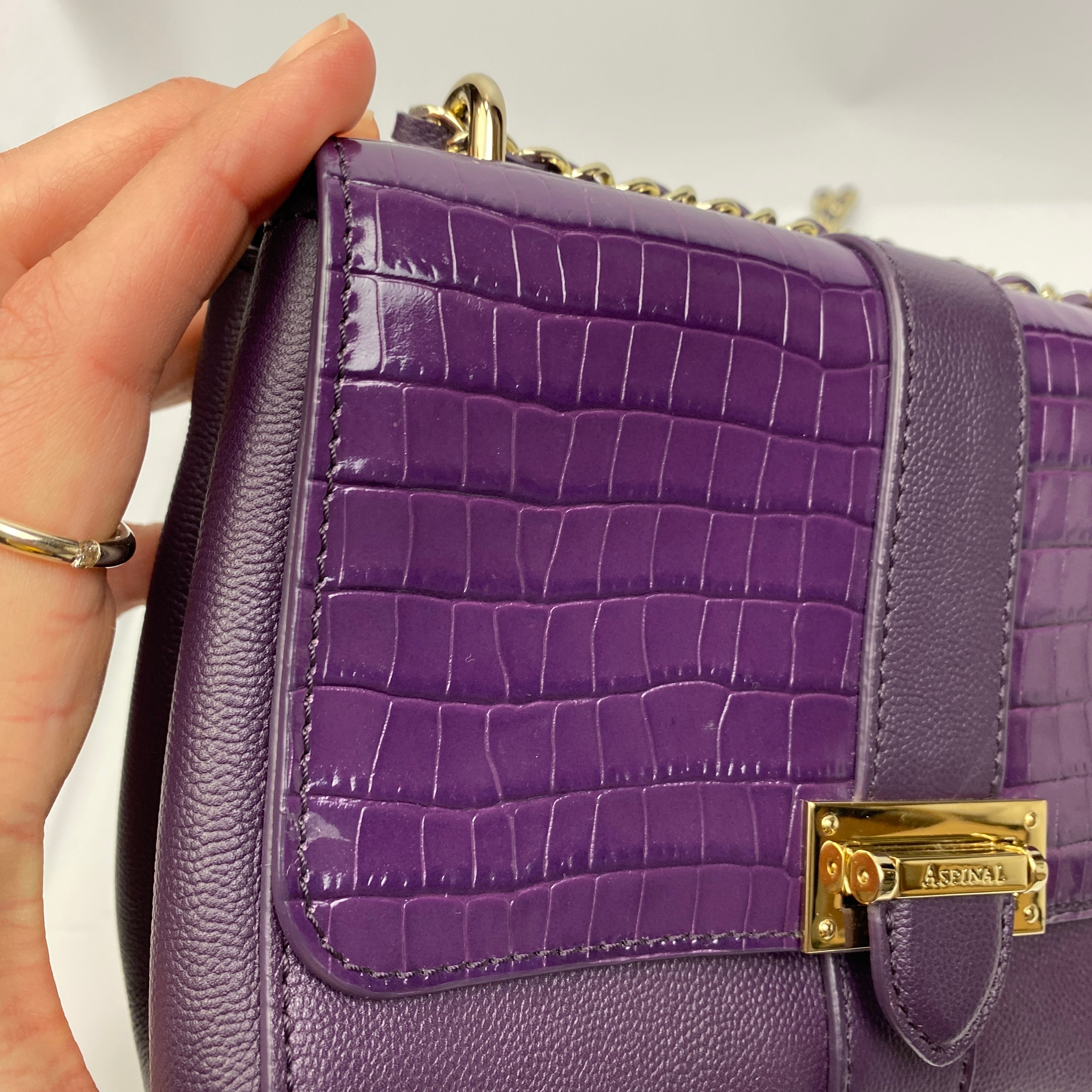 Aspinal of London New £495 Purple Medium Lottie Shoulderbag