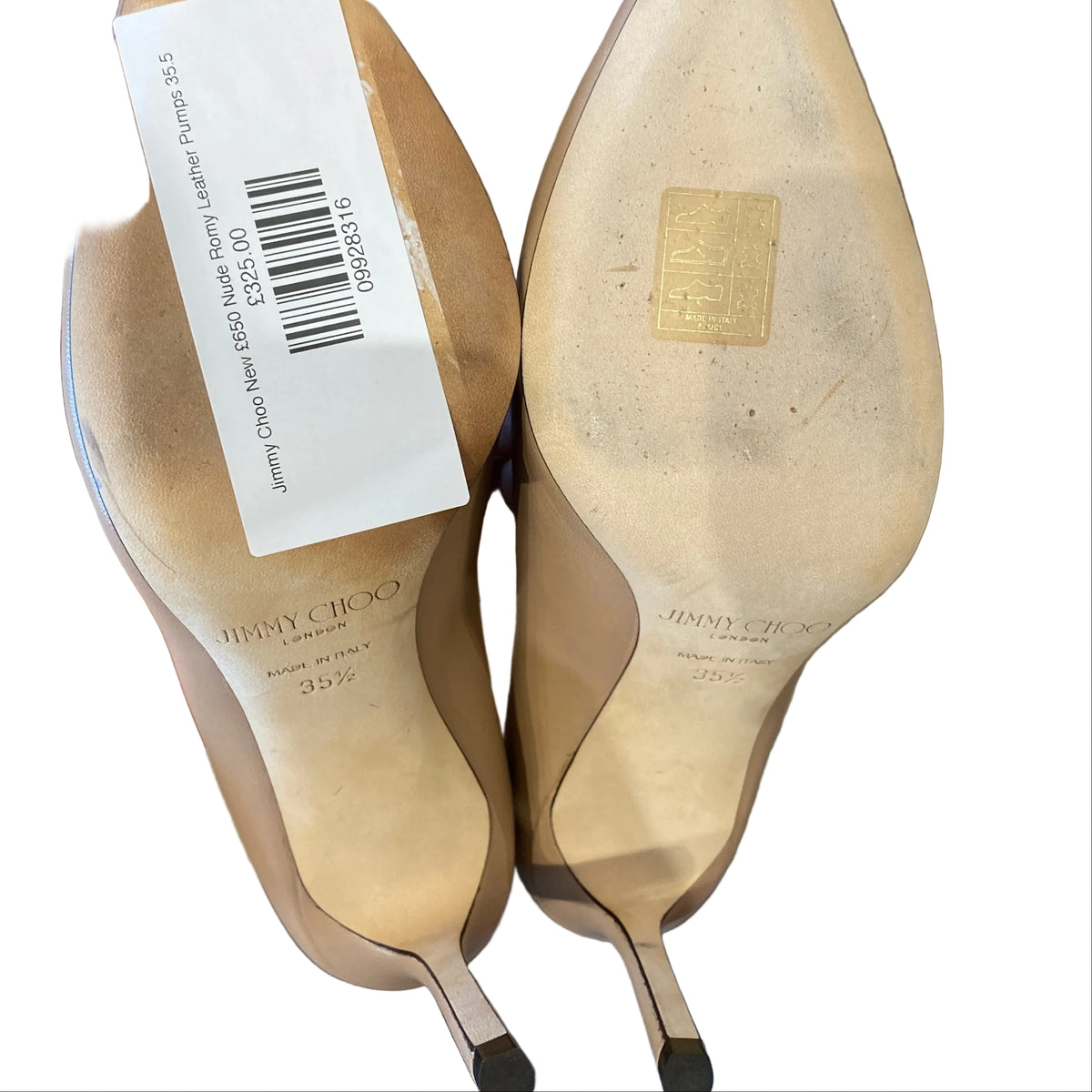 Jimmy Choo New £650 Nude Romy Leather Pumps 35.5