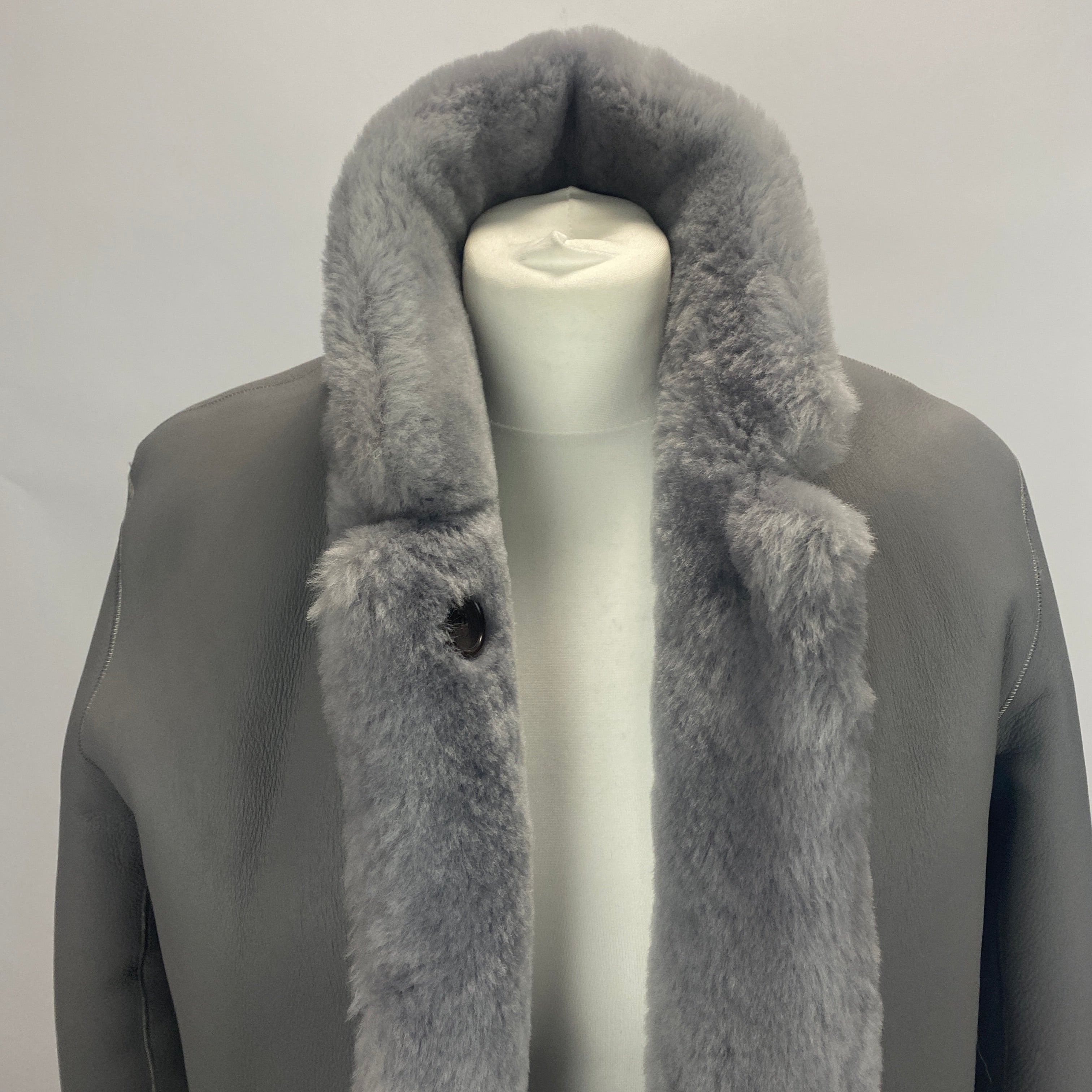 Joseph New £1875 Ice Grey Reversible Shearling Coat M
