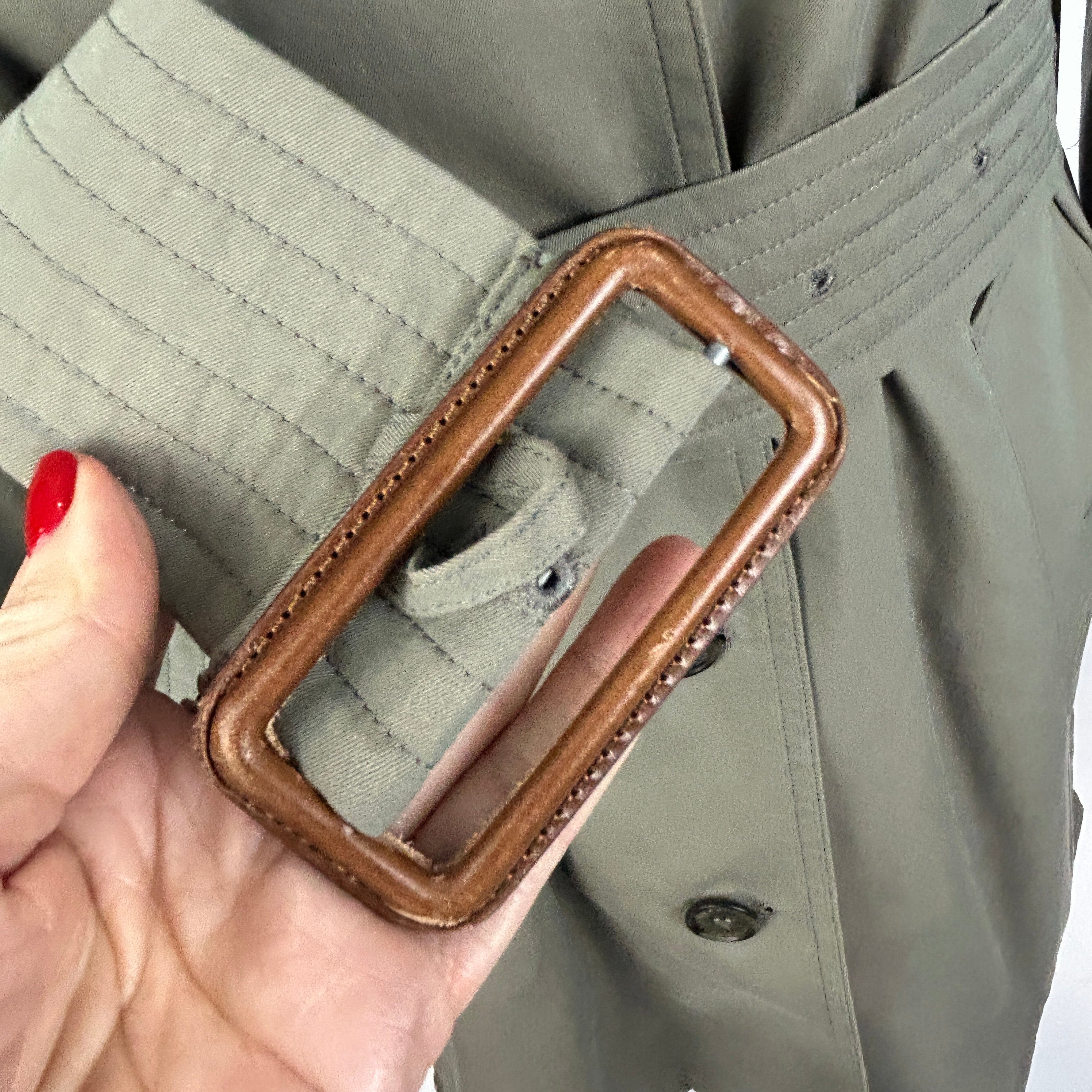 Burberry Rare Olive Side Slit Trench Coat XS/S