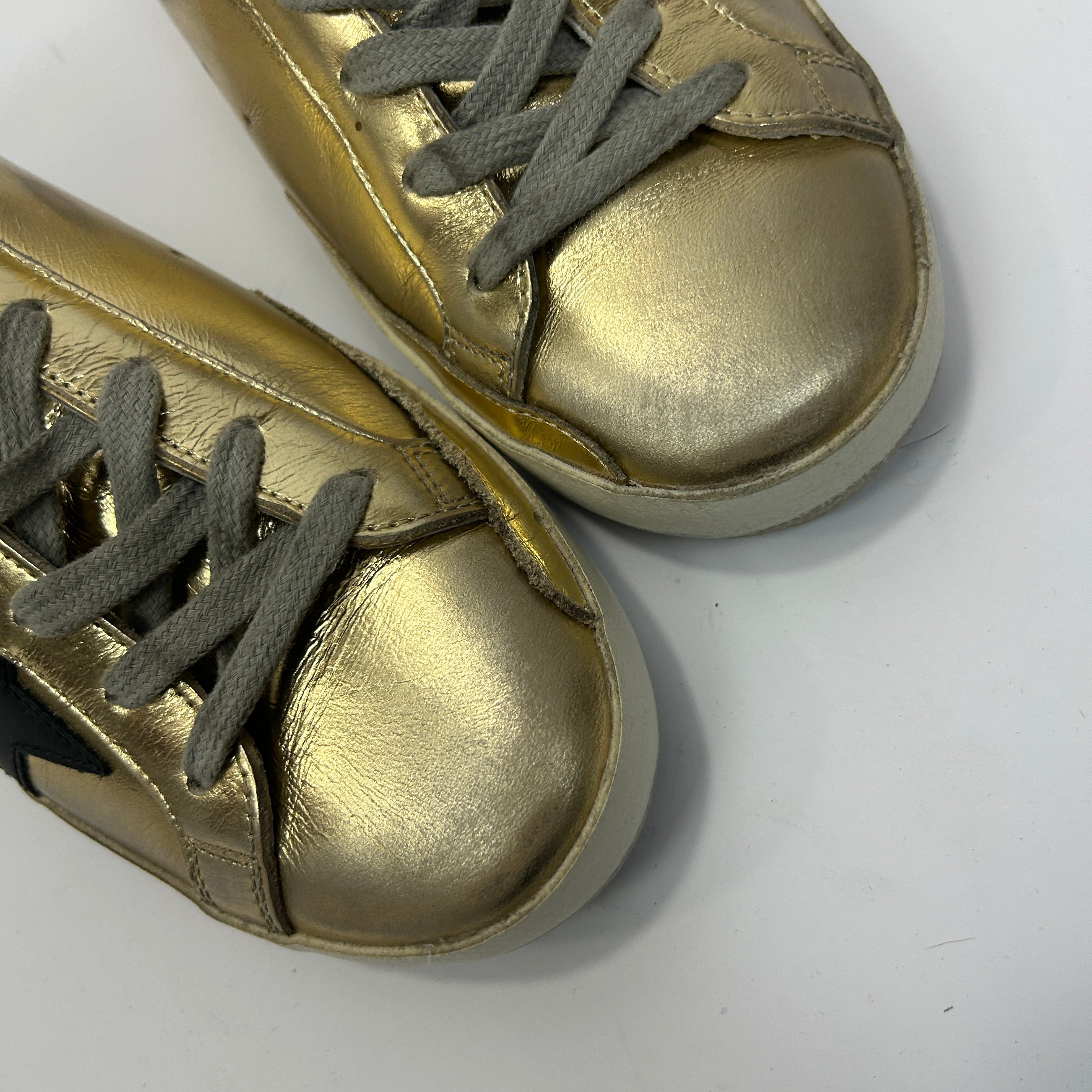 Golden Goose New £535 Gold Sheepskin Trim Superstar Trainers 38