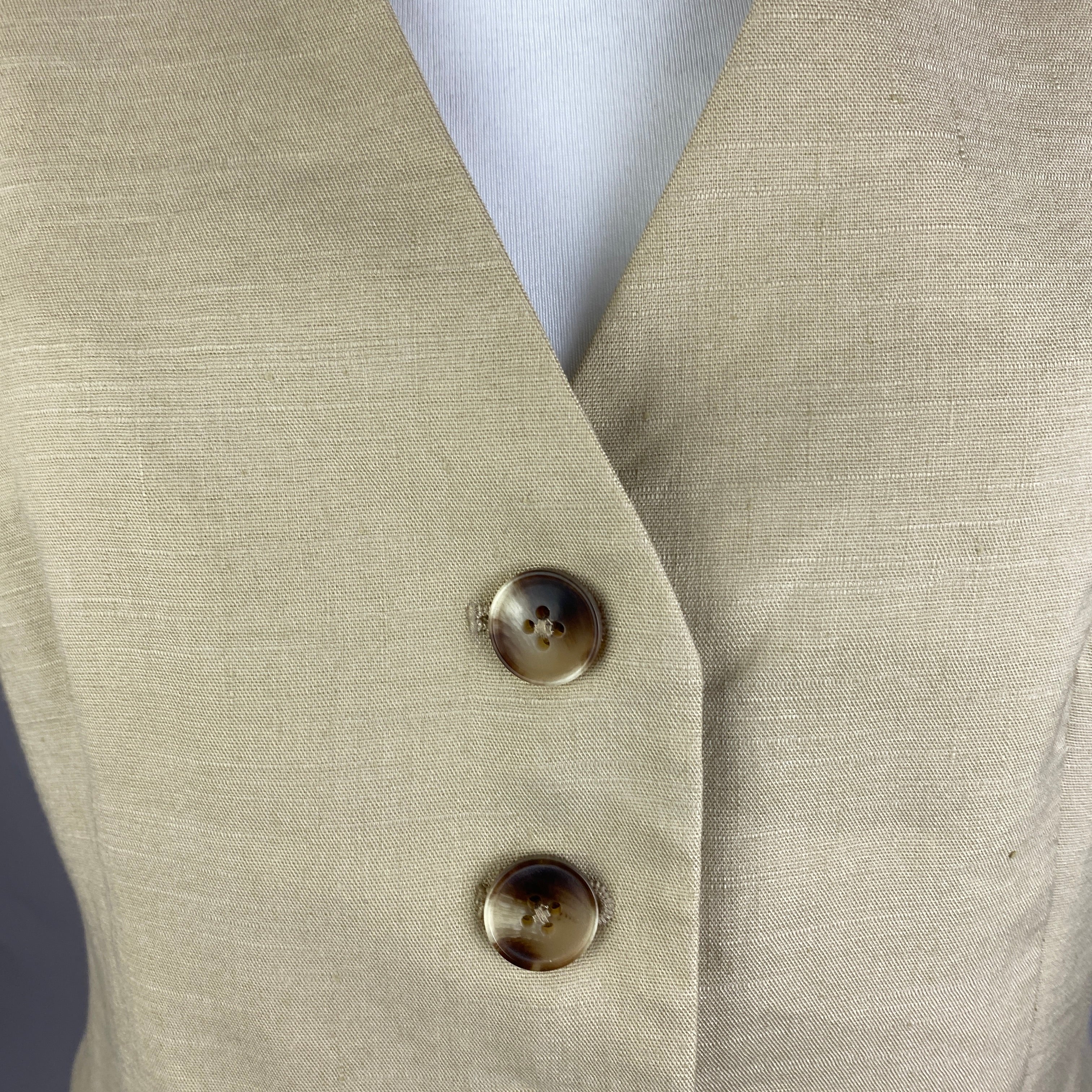 Veronica Beard £420 Beige Liff Vest Linen Blend M
