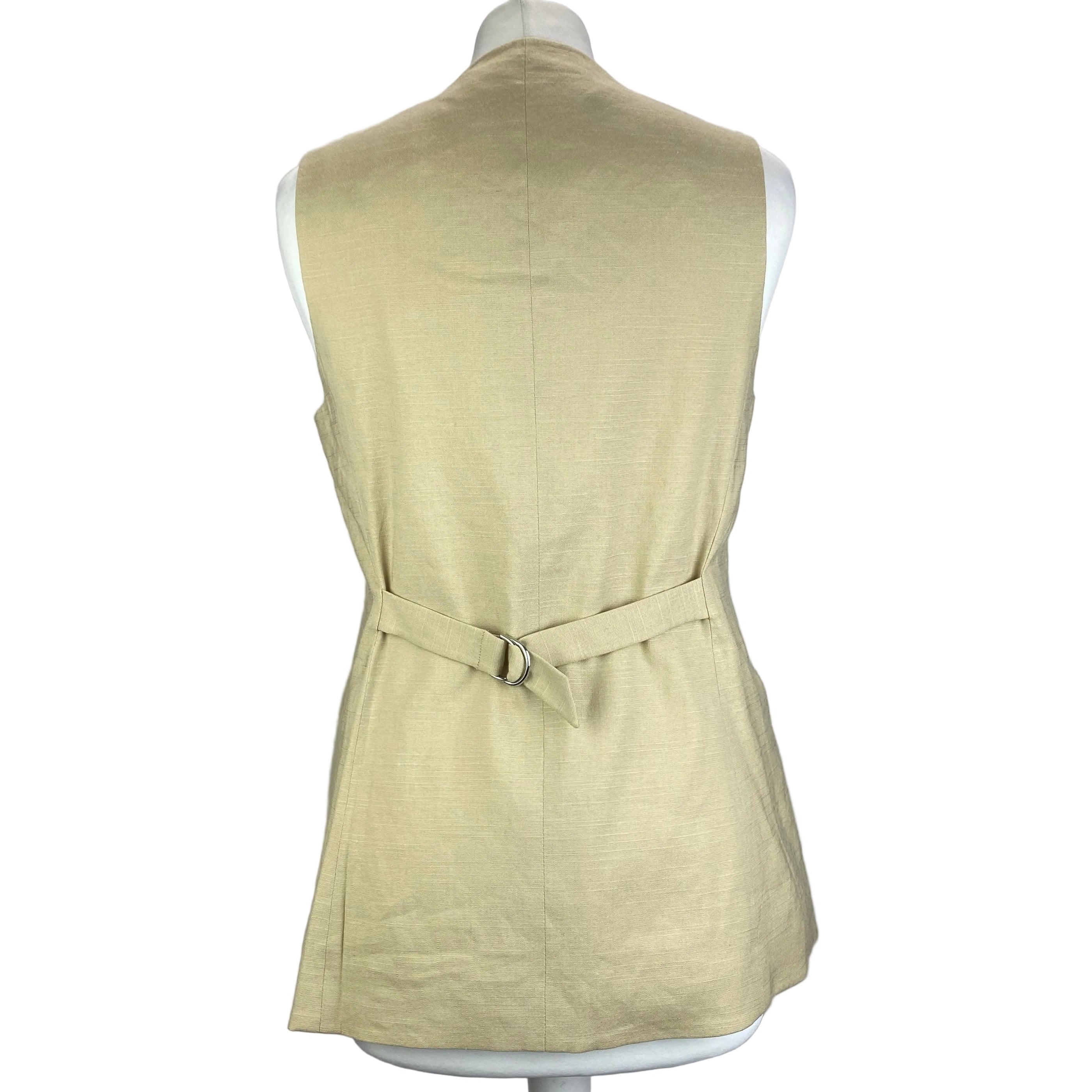 Veronica Beard £420 Beige Liff Vest Linen Blend M