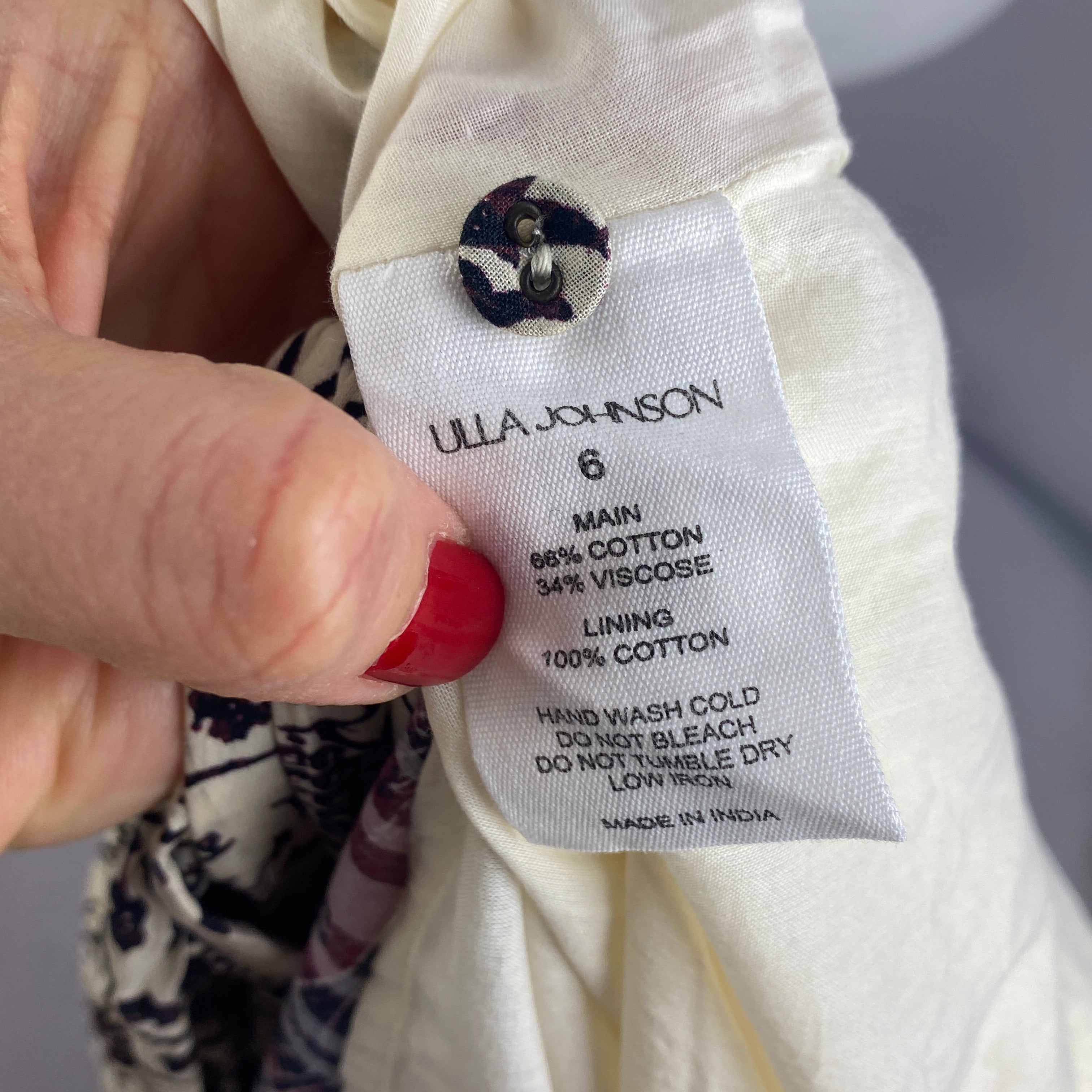 Ulla Johnson £510 Cream Burgundy Mona Midi Dress S