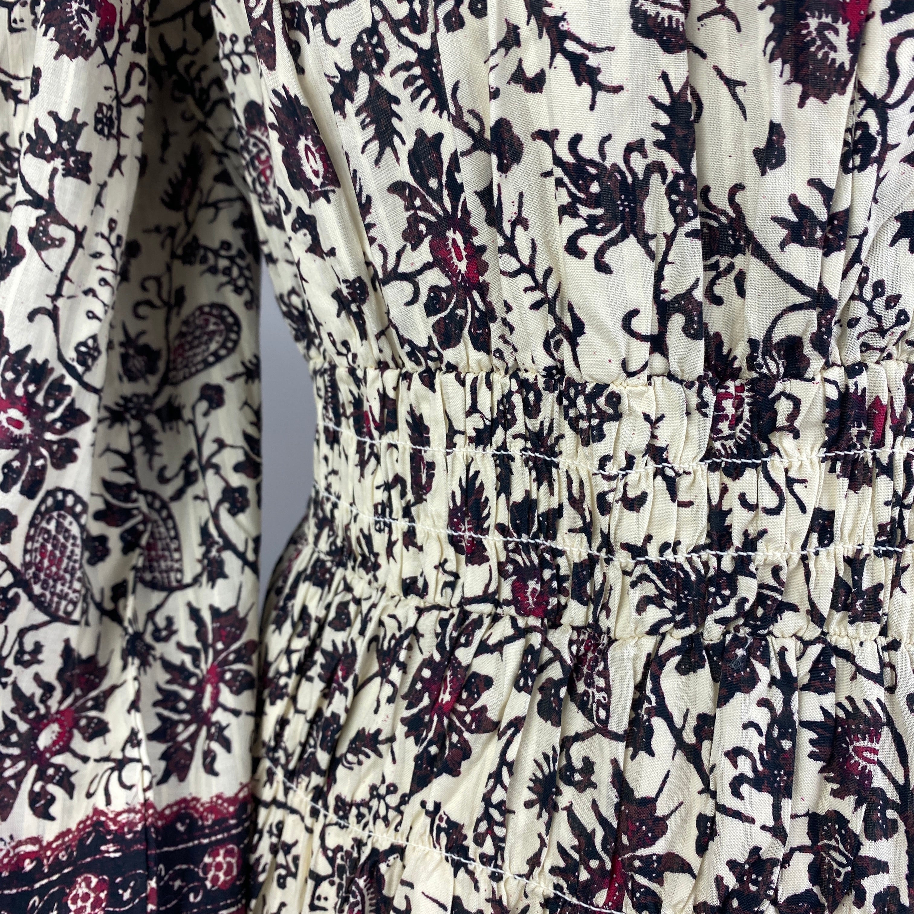 Ulla Johnson £510 Cream Burgundy Mona Midi Dress S