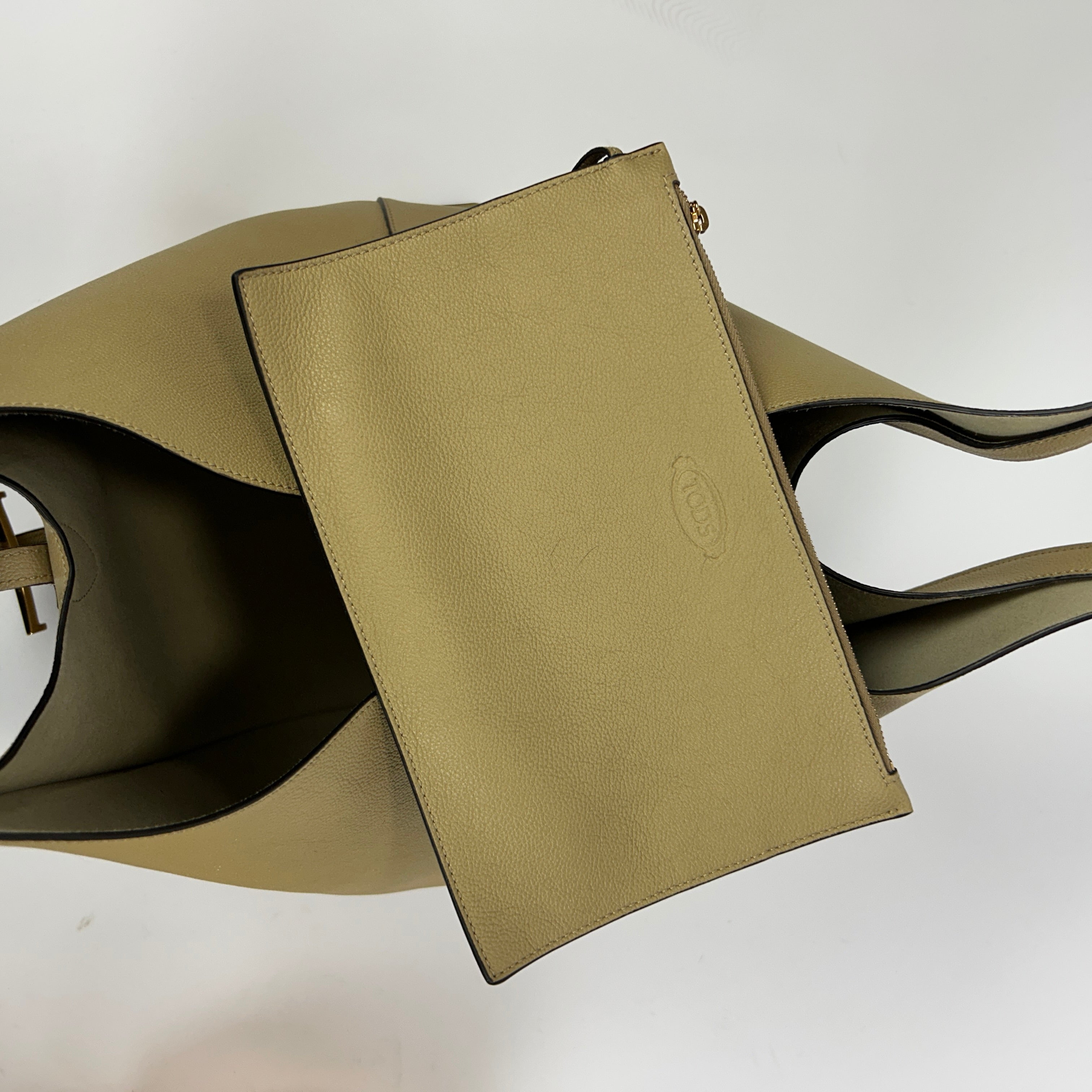 Tods New £1870 Deep Vanilla T Timeless Tote Bag