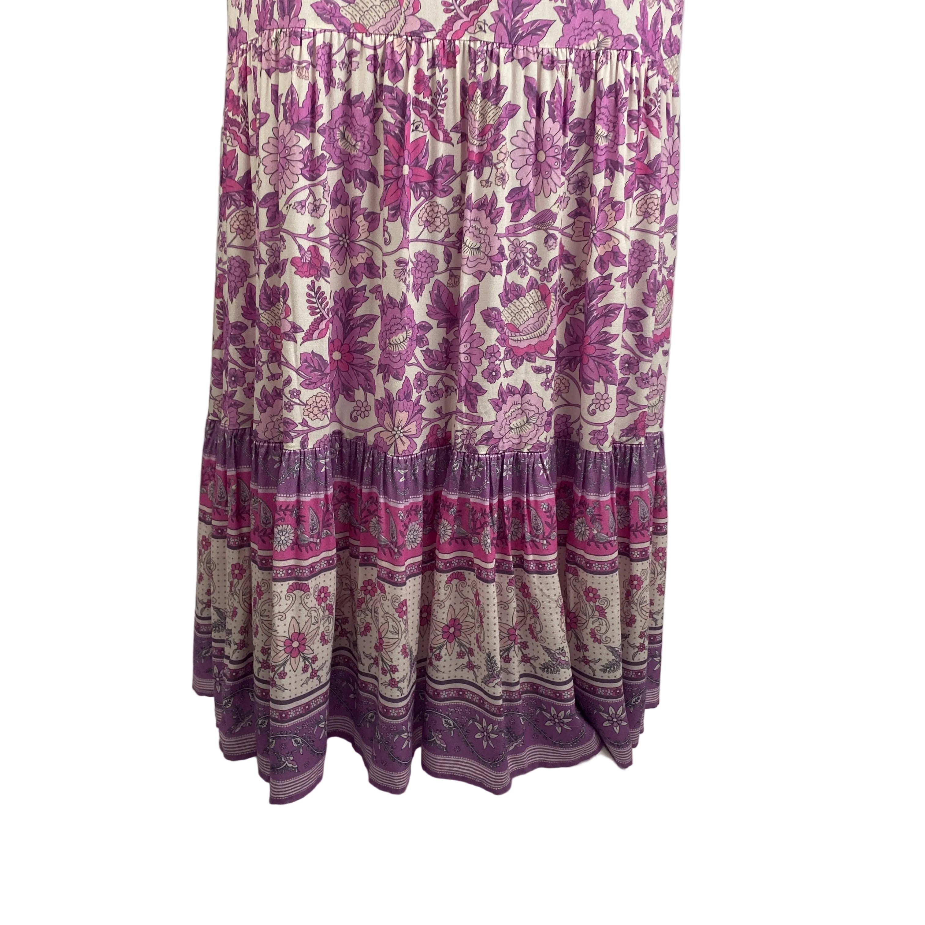 Spell Mossy Button New £265 Purple Floral Dress M
