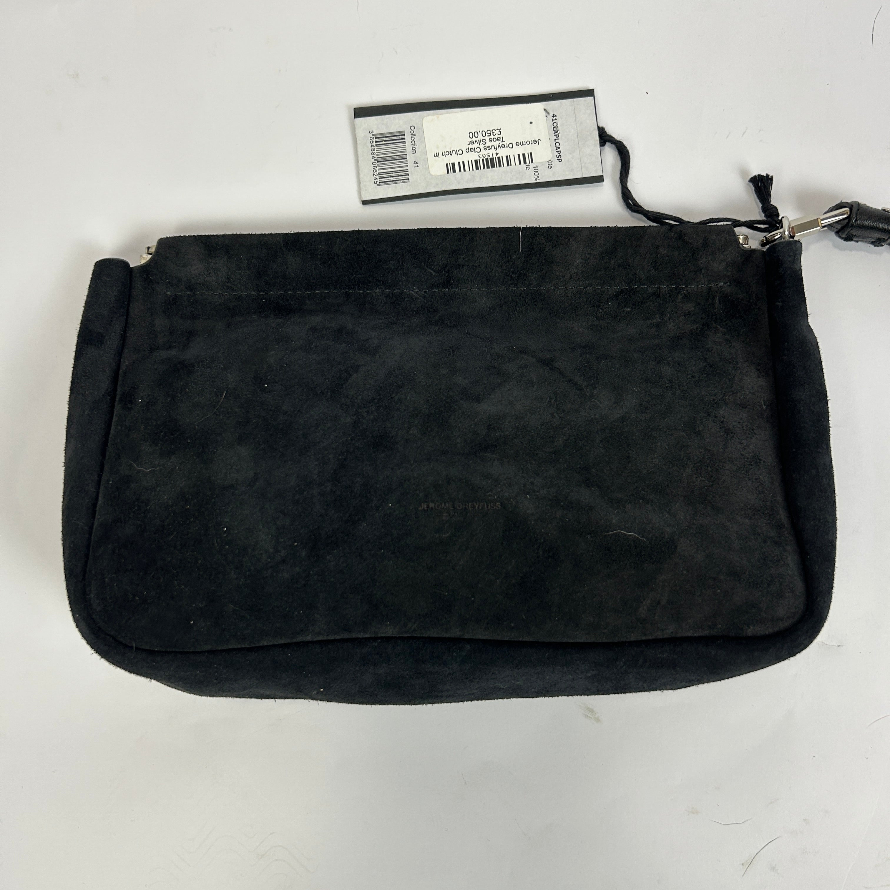 Jerome Dreyfuss New £350 Black Suede Clap Clutch Bag