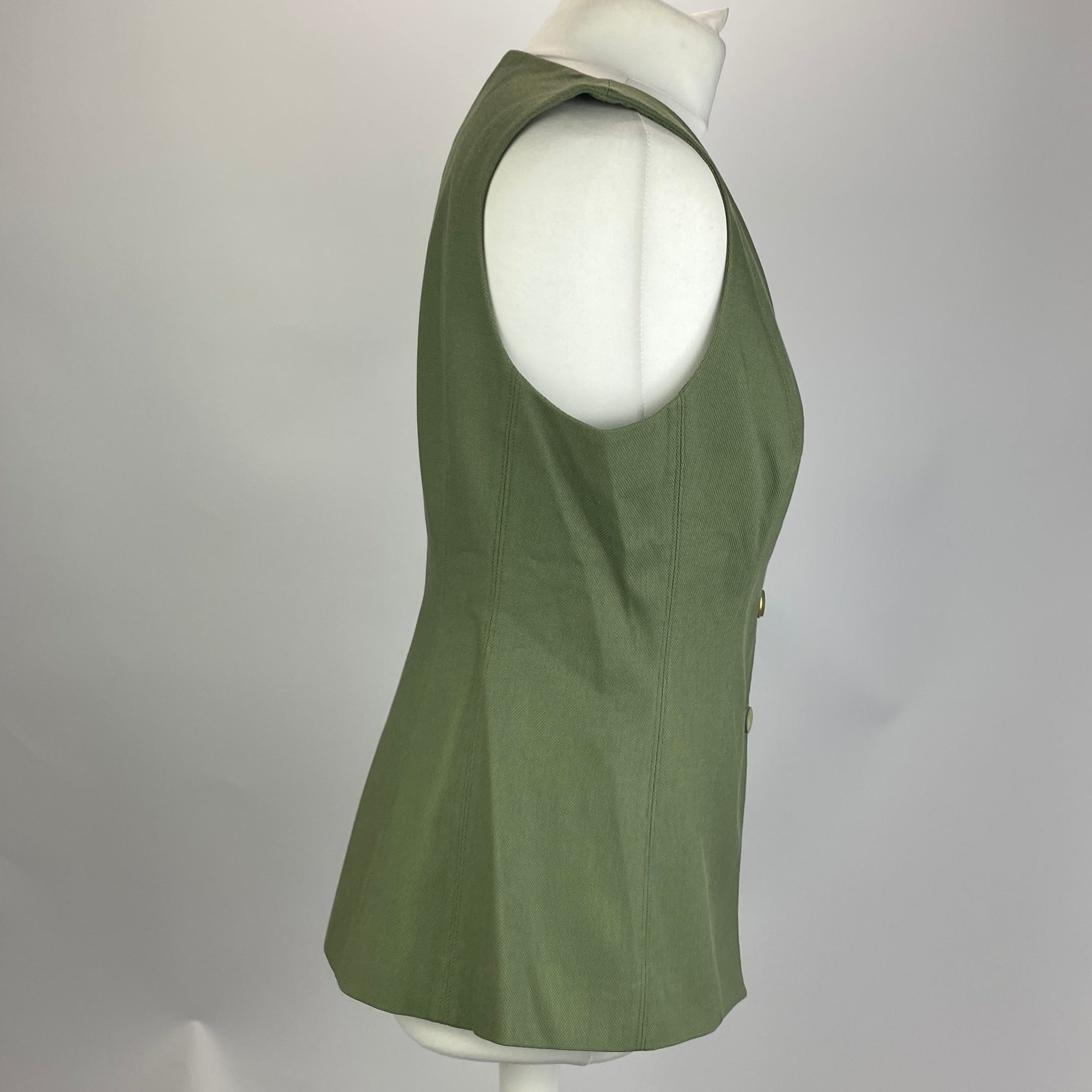 Veronica Beard £420 Olive Green Avalina Vest Linen Blend M