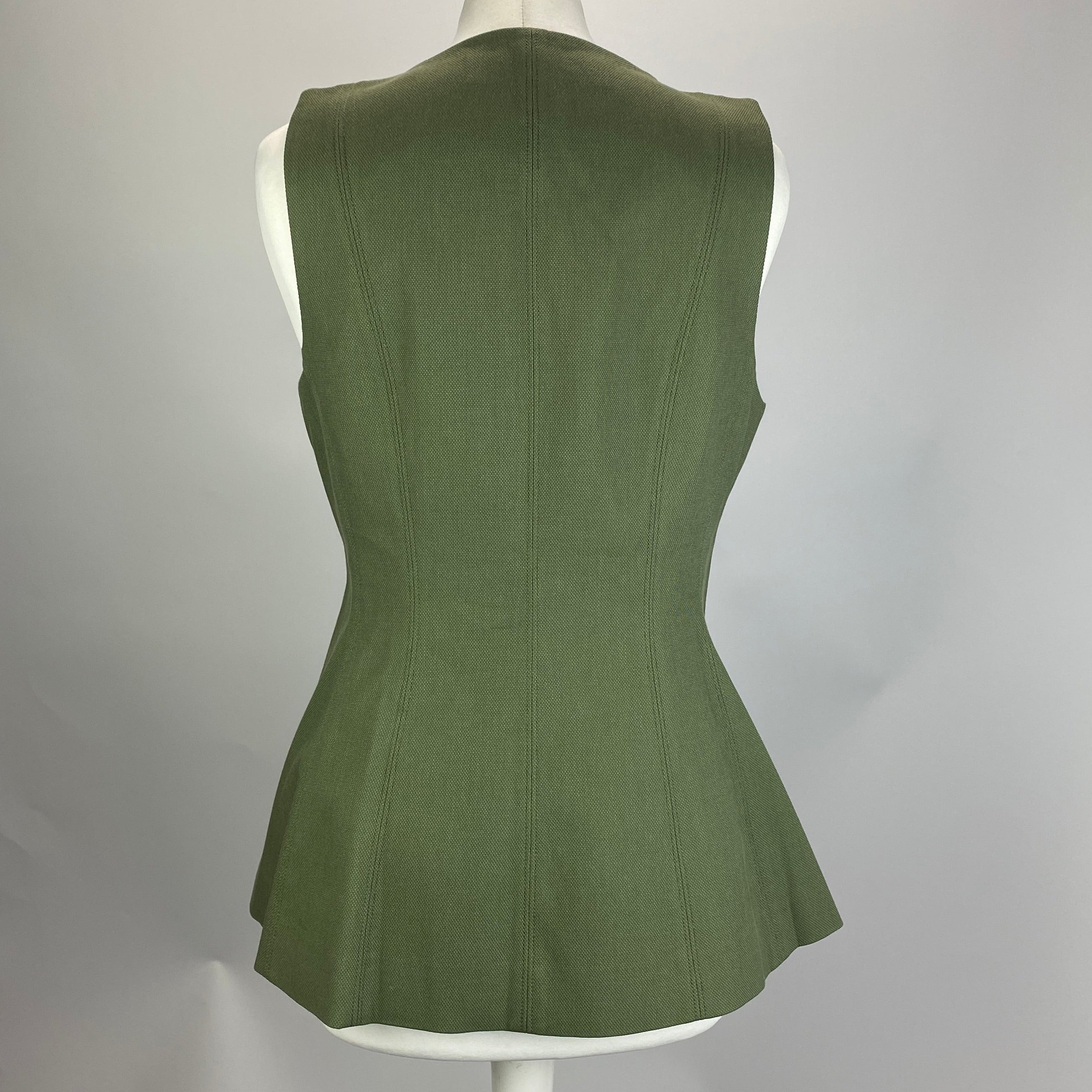 Veronica Beard £420 Olive Green Avalina Vest Linen Blend M