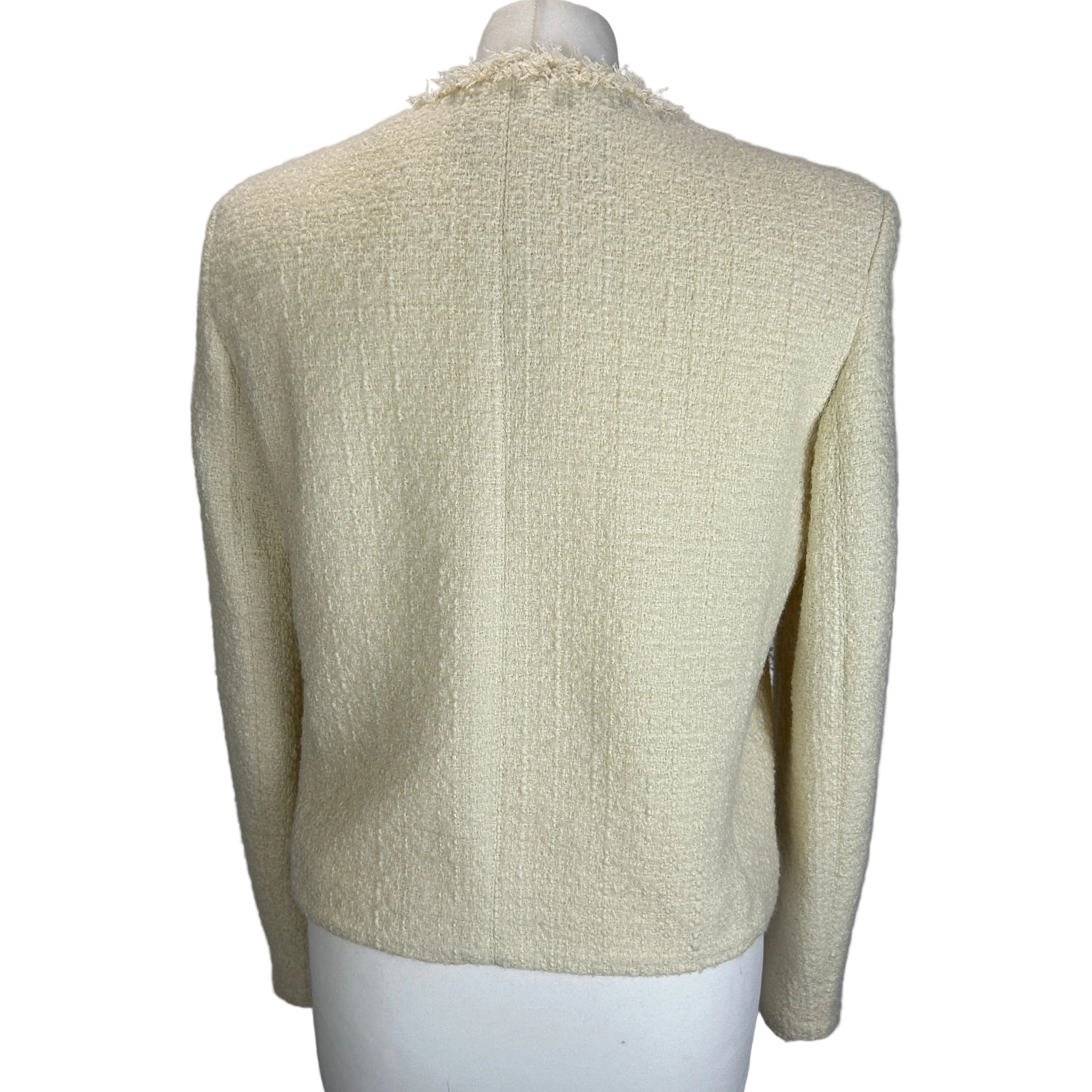 Weekend Max Mara New £435 Cream Raw Edge Tweed Jacket S