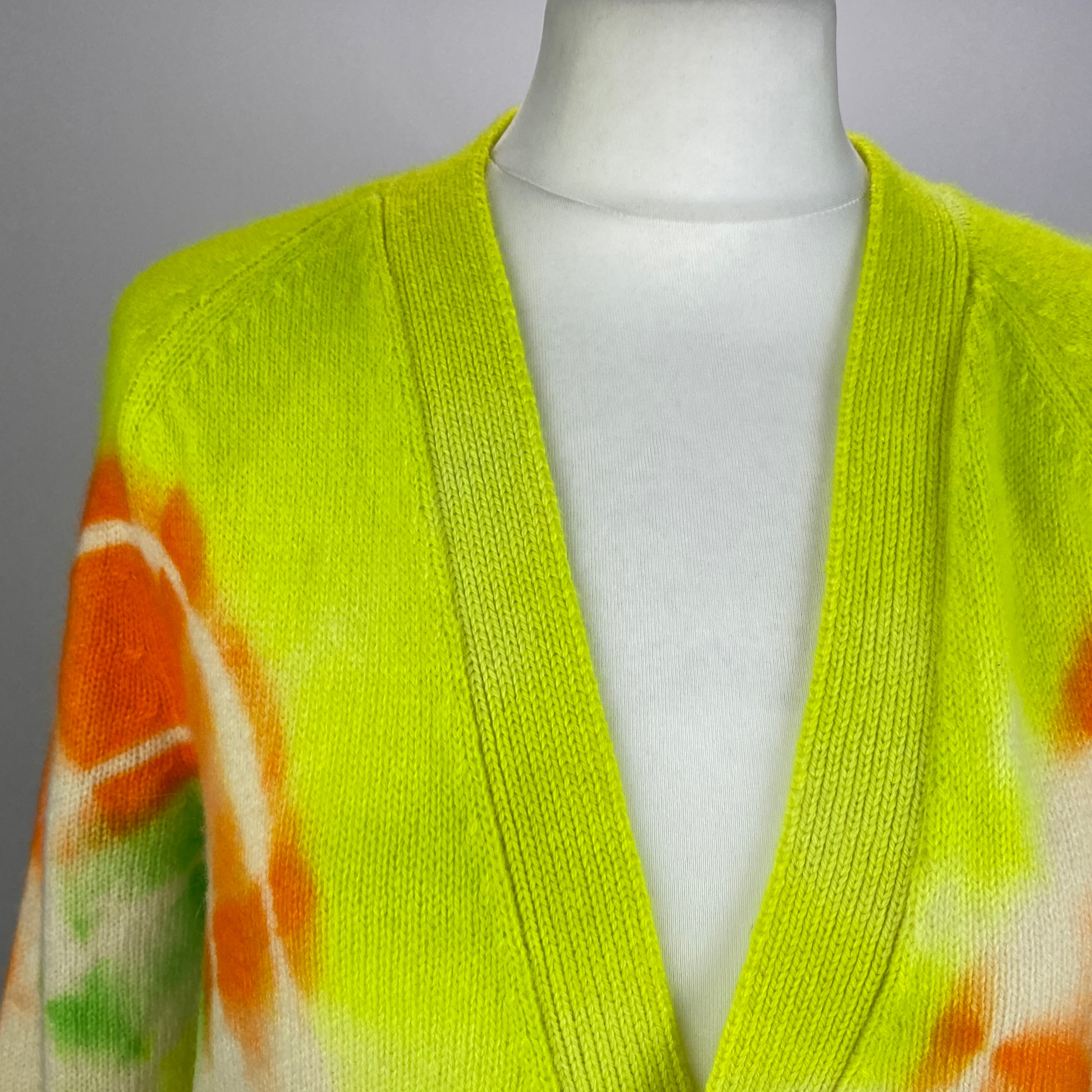 The Elder Statesman £1765 Neon Tie Dye Cashmere Cardigan XS
