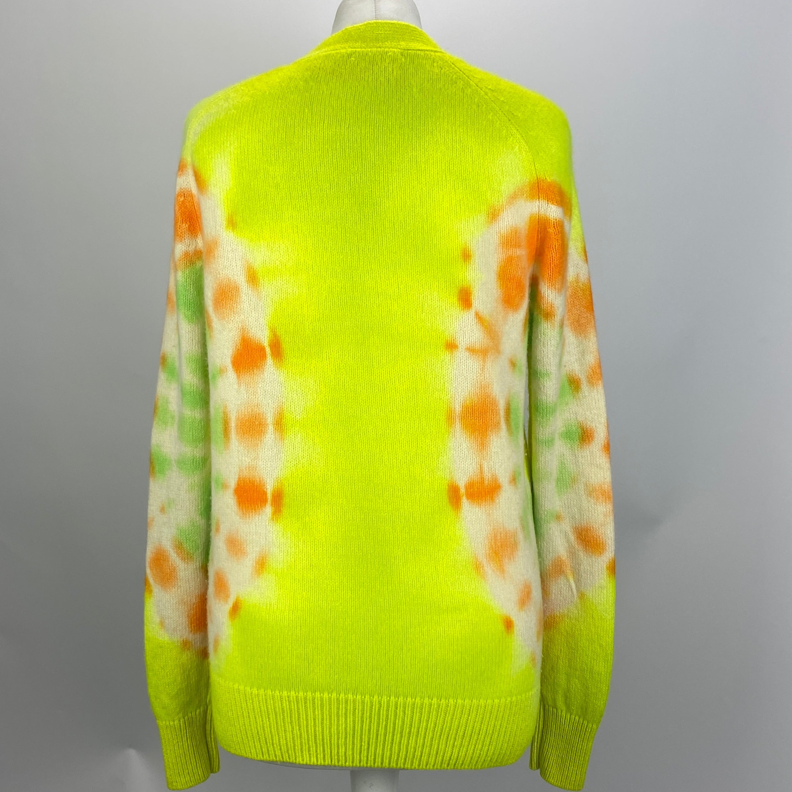 The Elder Statesman £1765 Neon Tie Dye Cashmere Cardigan XS