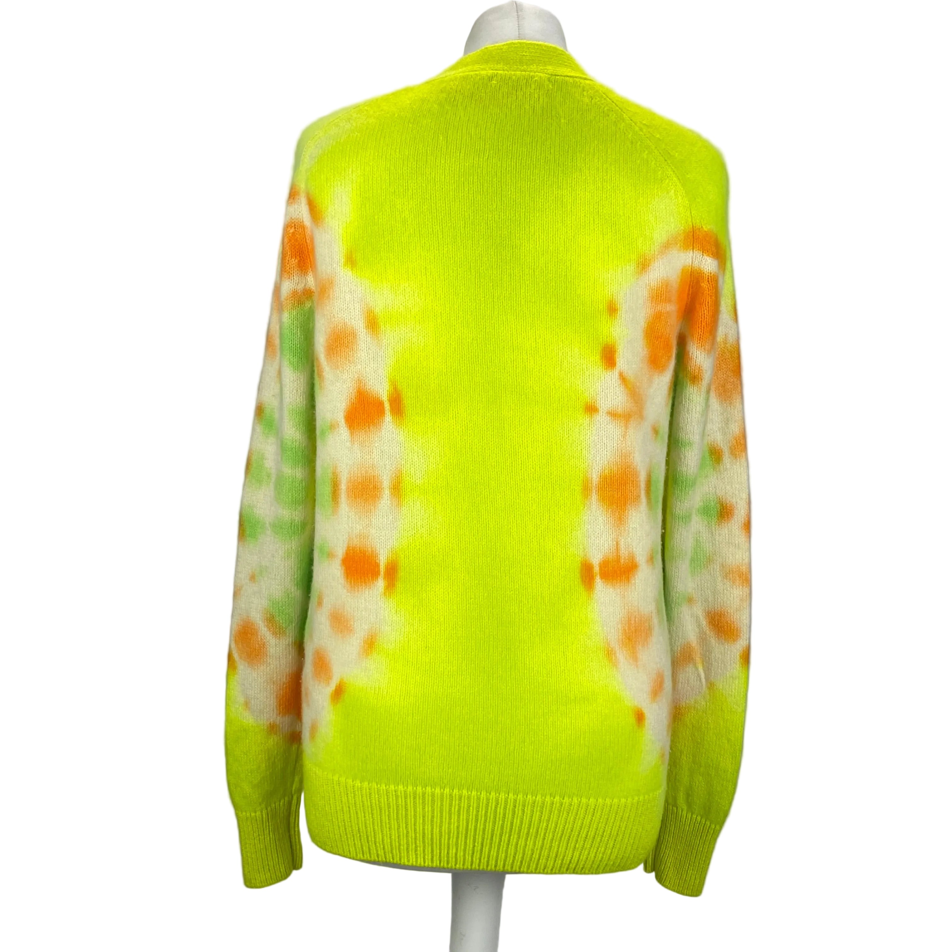 The Elder Statesman £1765 Neon Tie Dye Cashmere Cardigan XS