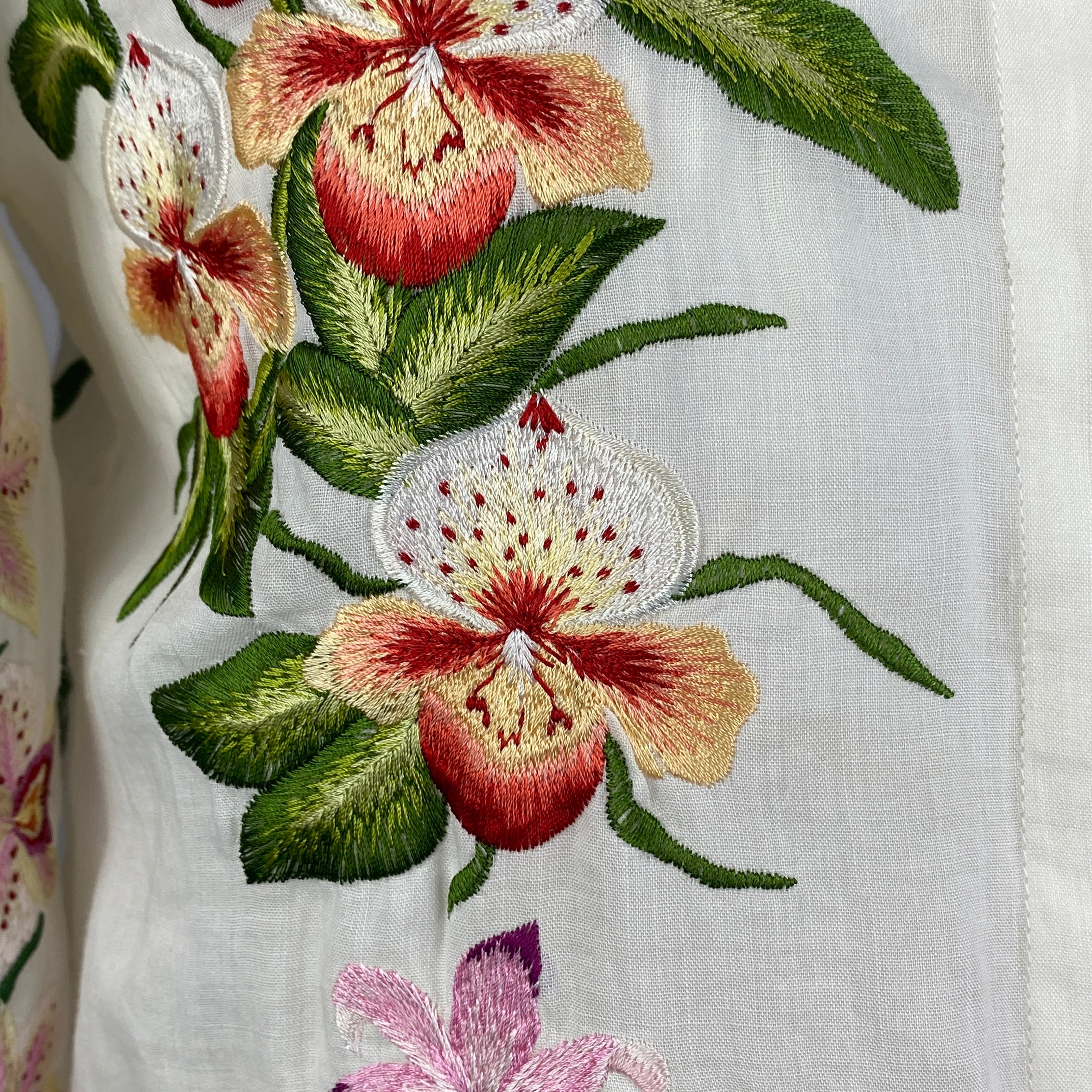 Chloe White Orchid Embroided Cotton Shirt XS