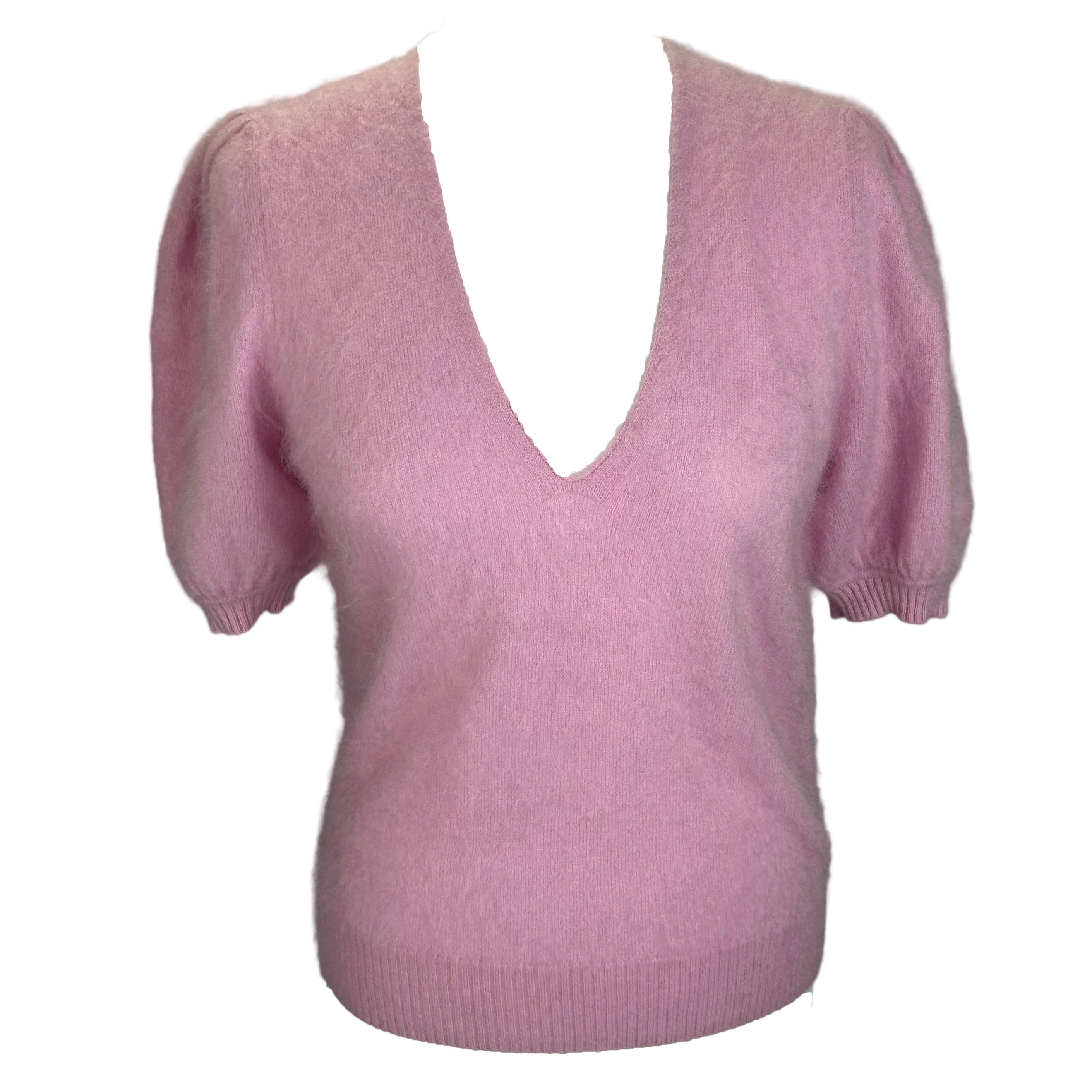 Me&Em Sugar Pink Fluffy Cashmere Puff Sleeve Sweater XS