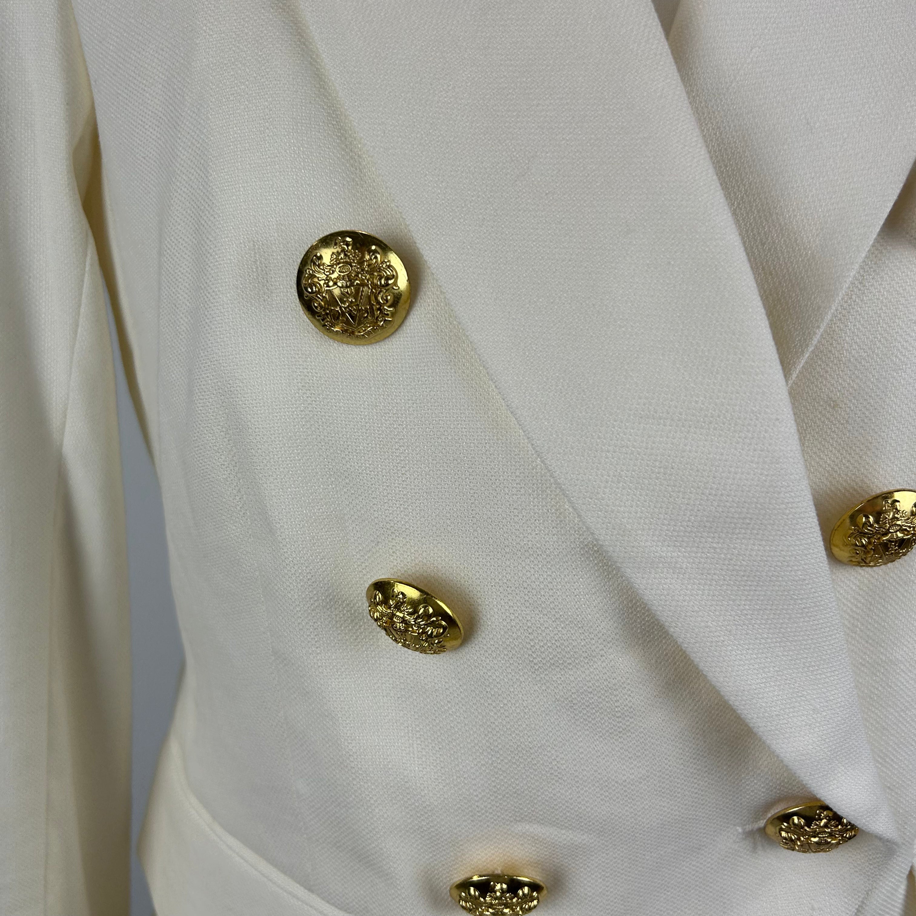 Veronica Beard Ivory Linen Mix Brass Button Dickey Jacket S