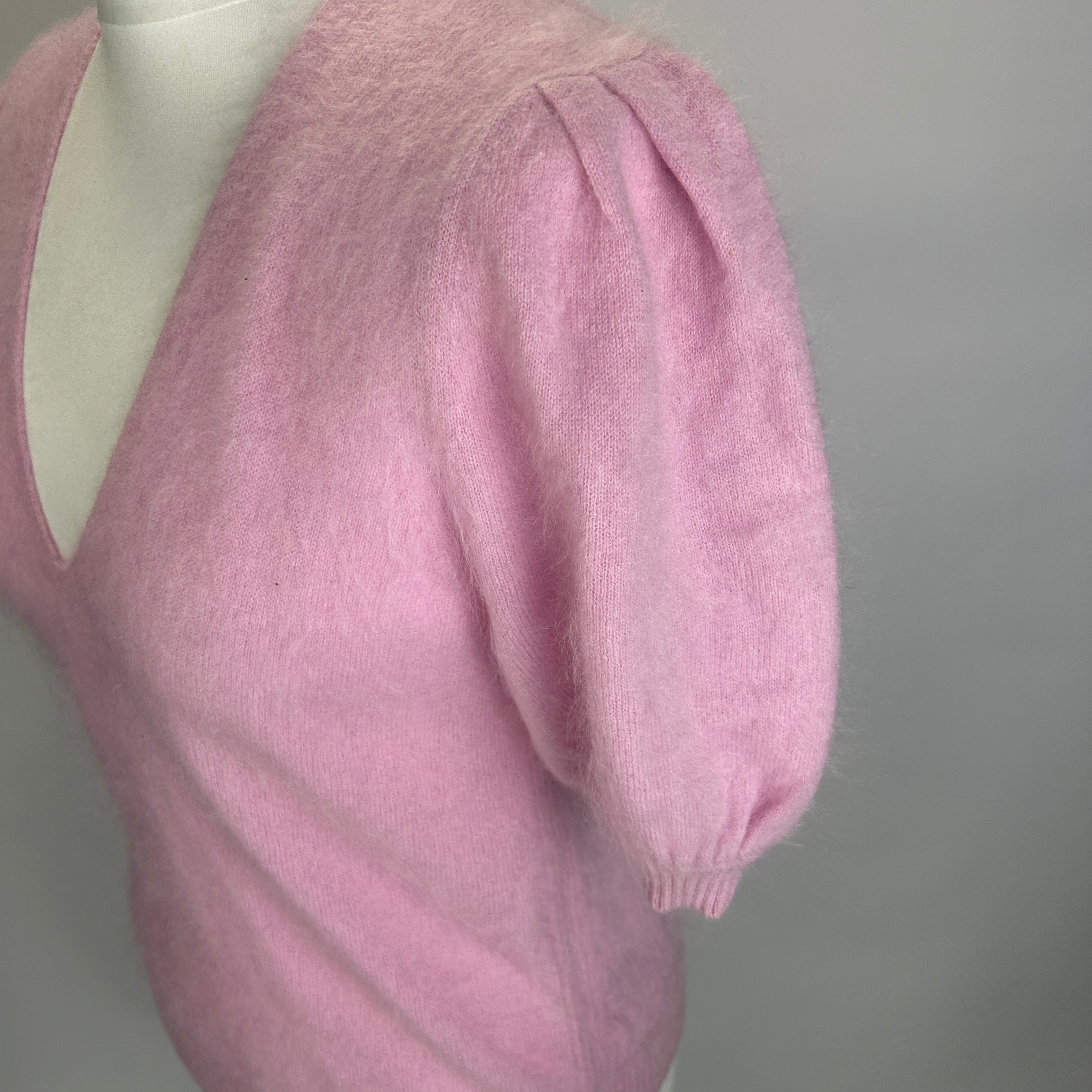 Me&Em Sugar Pink Fluffy Cashmere Puff Sleeve Sweater XS