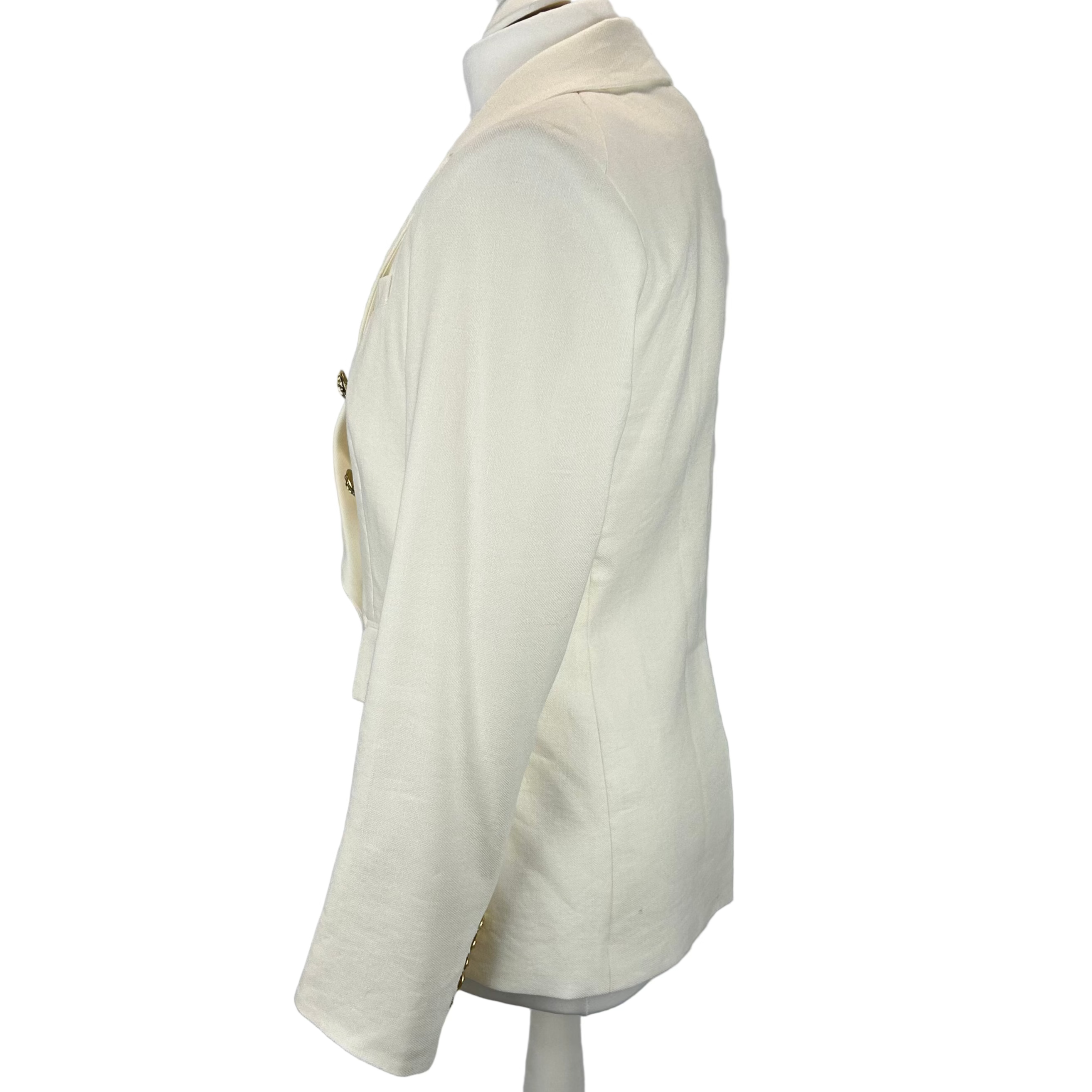 Veronica Beard Ivory Linen Mix Brass Button Dickey Jacket S