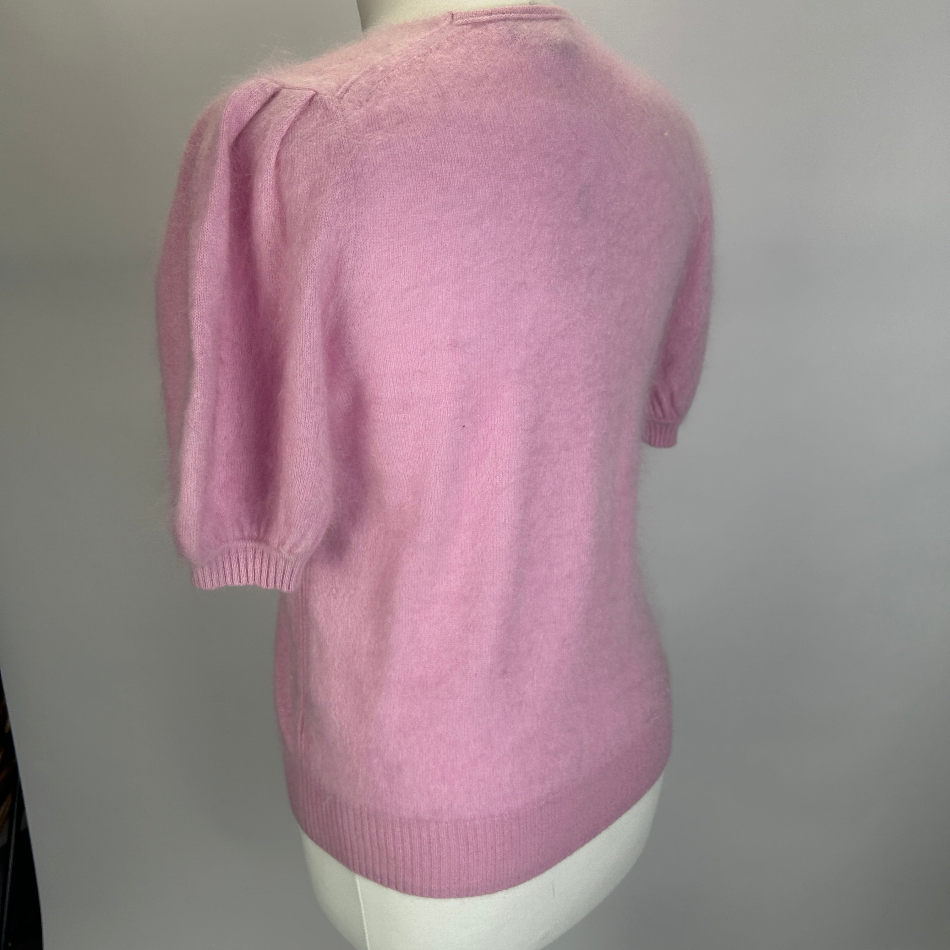 Me&Em Sugar Pink Fluffy Cashmere Puff Sleeve Sweater XS